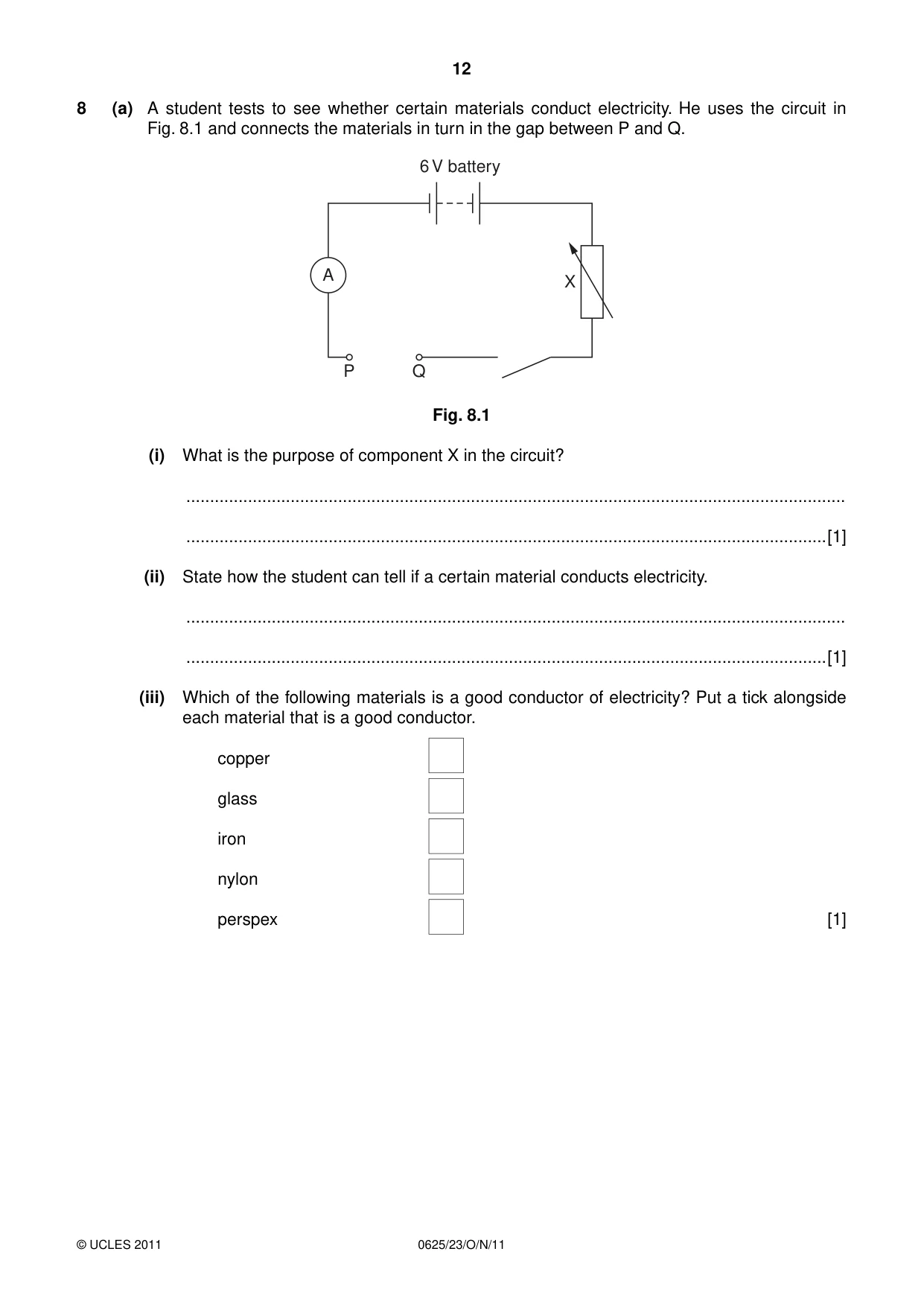 Cambridge IGCSE Physics 0625 2011 Oct/Nov Paper 2 · Variant 3 question paper, page 12 of 20