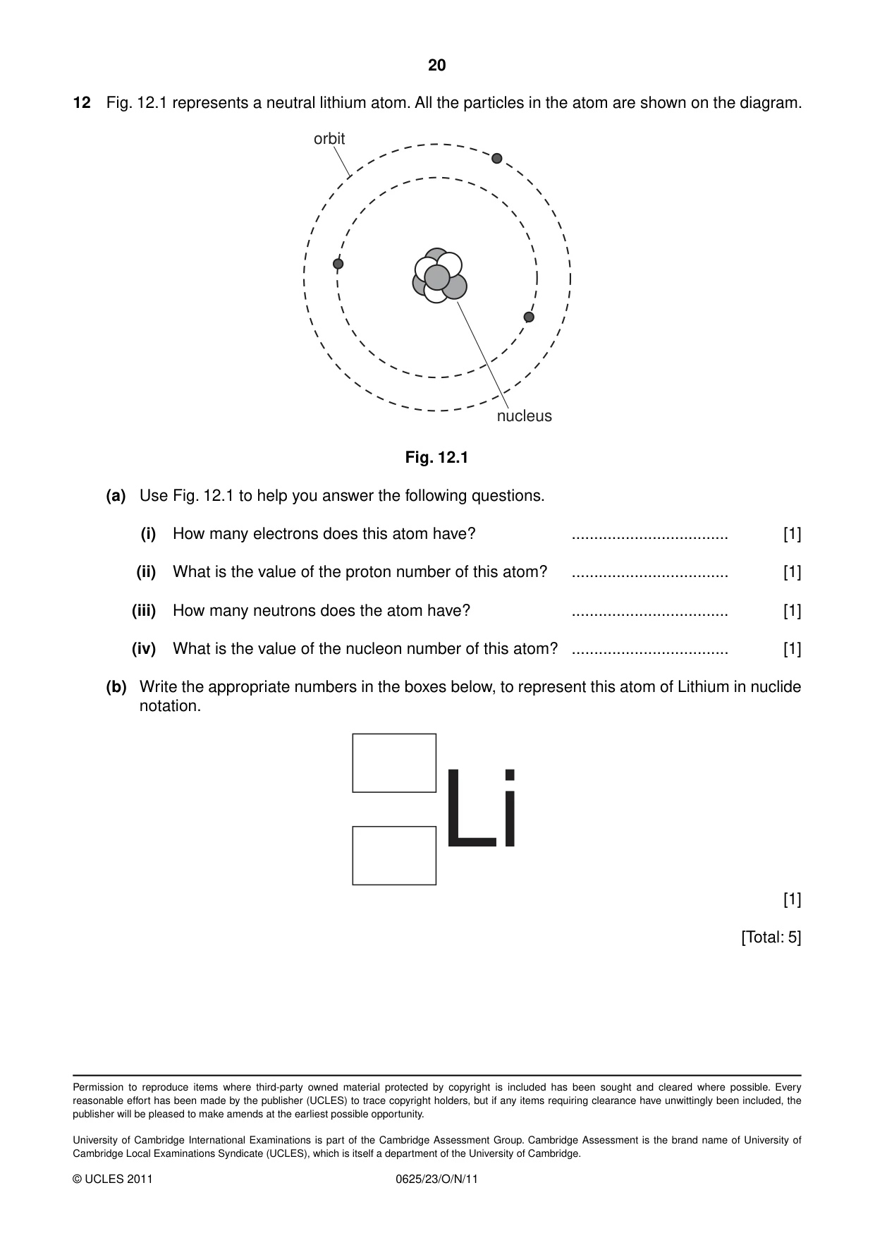 Cambridge IGCSE Physics 0625 2011 Oct/Nov Paper 2 · Variant 3 question paper, page 20 of 20