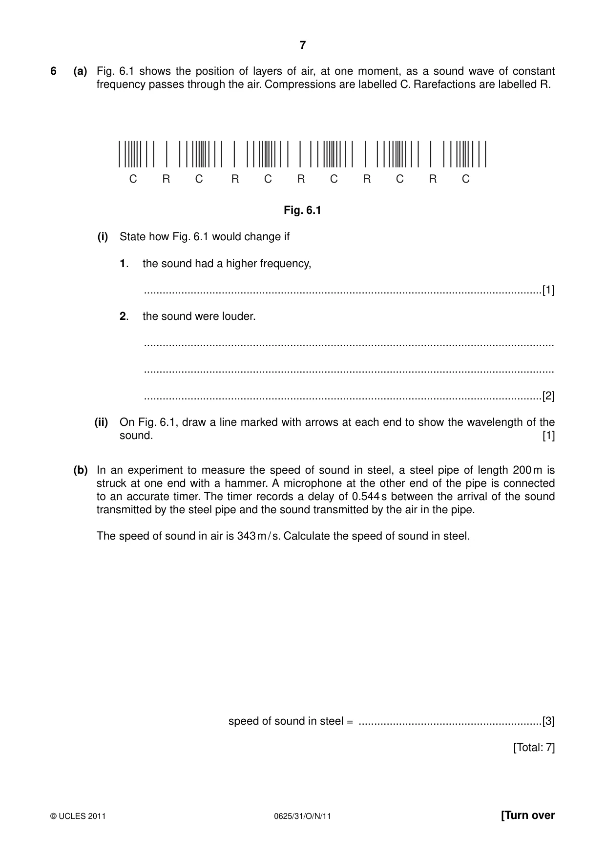 Cambridge IGCSE Physics 0625 2011 Oct/Nov Paper 3 · Variant 1 question paper, page 7 of 16