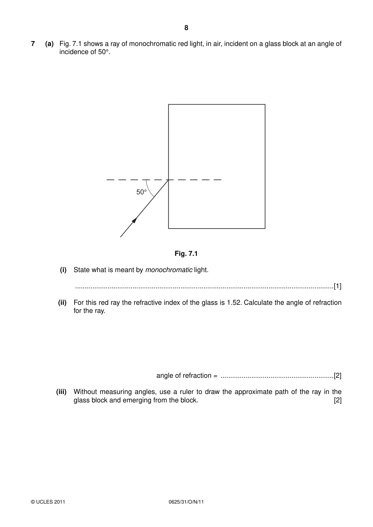 Cambridge IGCSE Physics 0625 2011 Oct/Nov Paper 3 · Variant 1 question paper, page 8 of 16