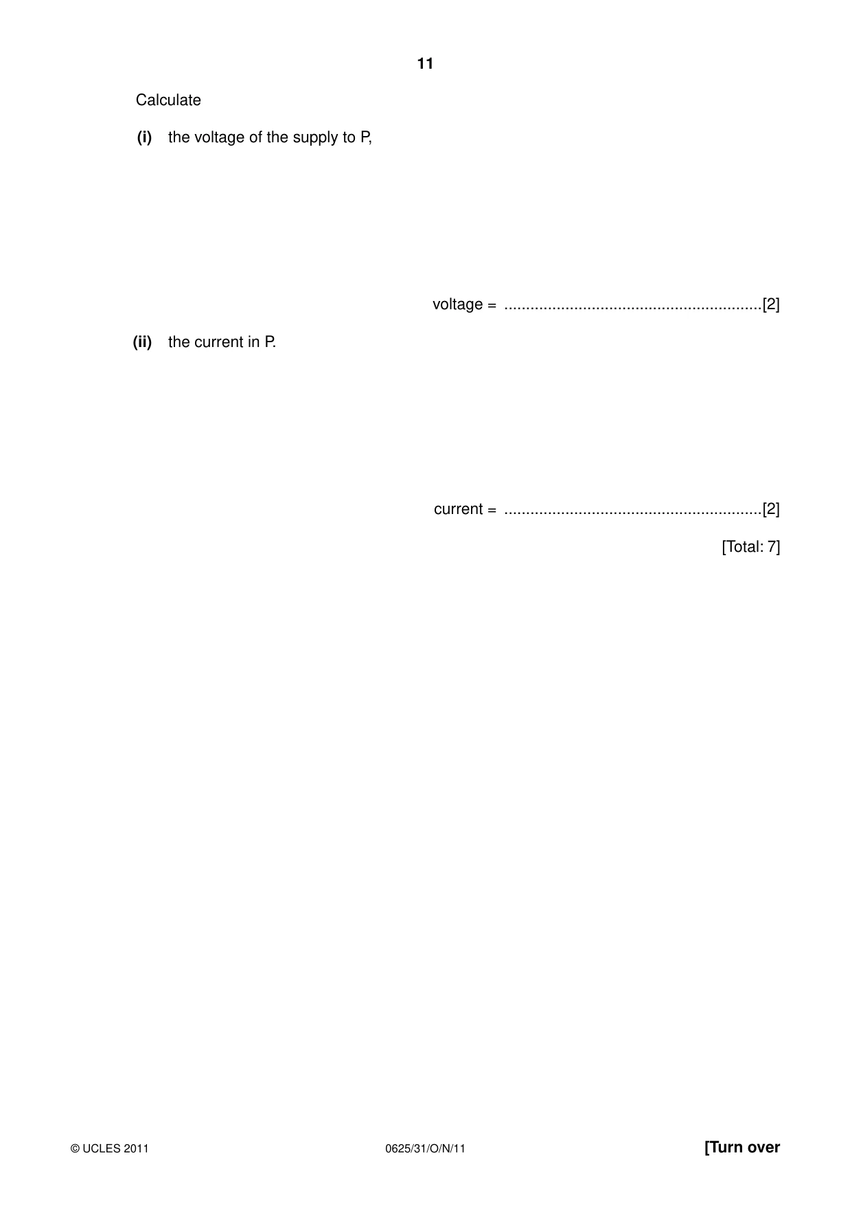 Cambridge IGCSE Physics 0625 2011 Oct/Nov Paper 3 · Variant 1 question paper, page 11 of 16