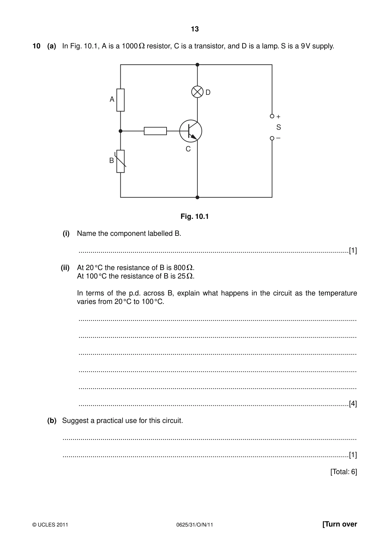 Cambridge IGCSE Physics 0625 2011 Oct/Nov Paper 3 · Variant 1 question paper, page 13 of 16