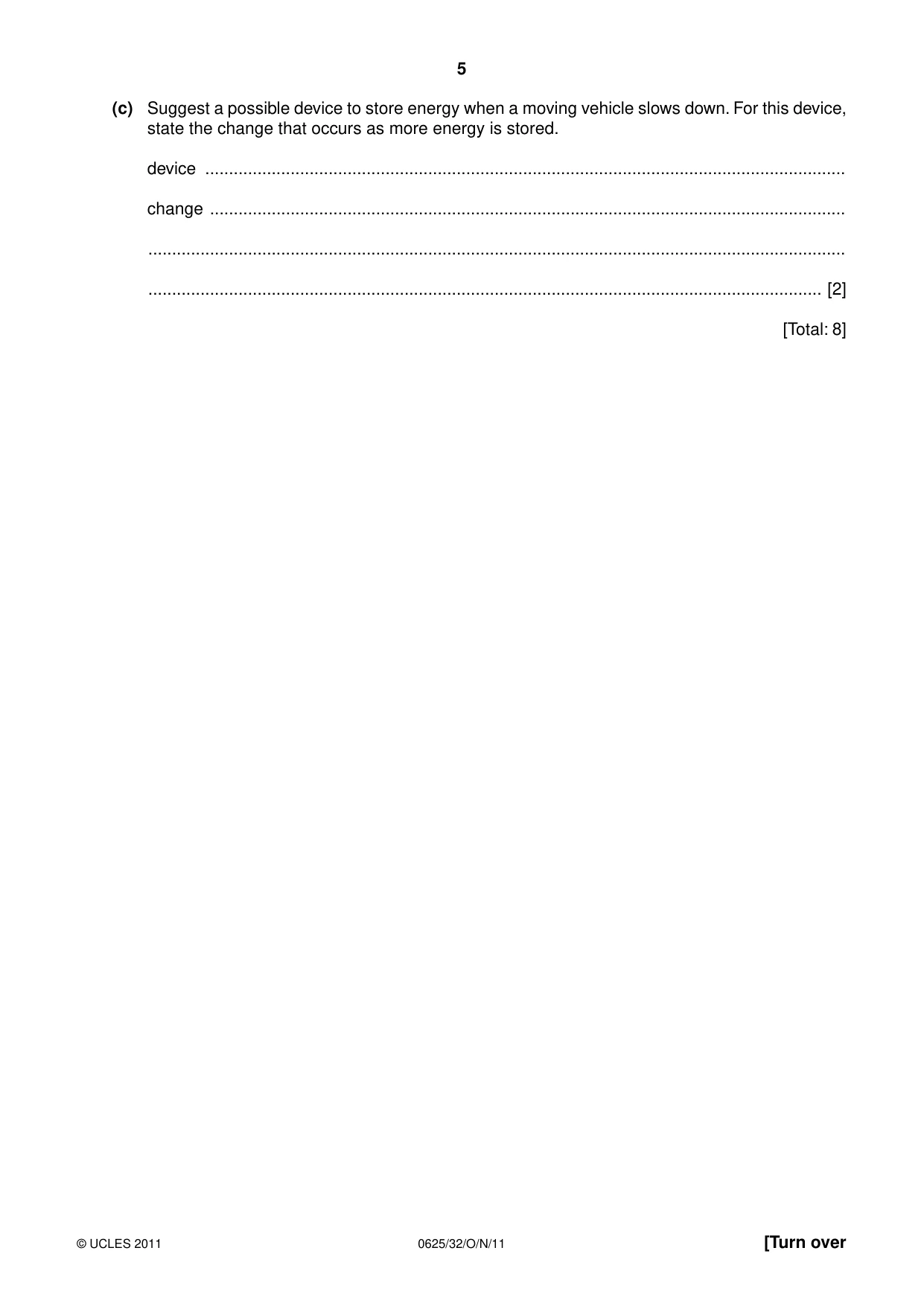 Cambridge IGCSE Physics 0625 2011 Oct/Nov Paper 3 · Variant 2 question paper, page 5 of 20