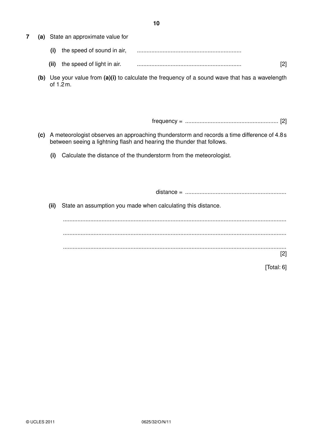 Cambridge IGCSE Physics 0625 2011 Oct/Nov Paper 3 · Variant 2 question paper, page 10 of 20