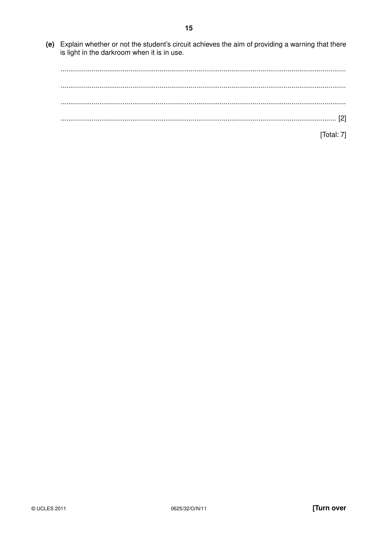 Cambridge IGCSE Physics 0625 2011 Oct/Nov Paper 3 · Variant 2 question paper, page 15 of 20
