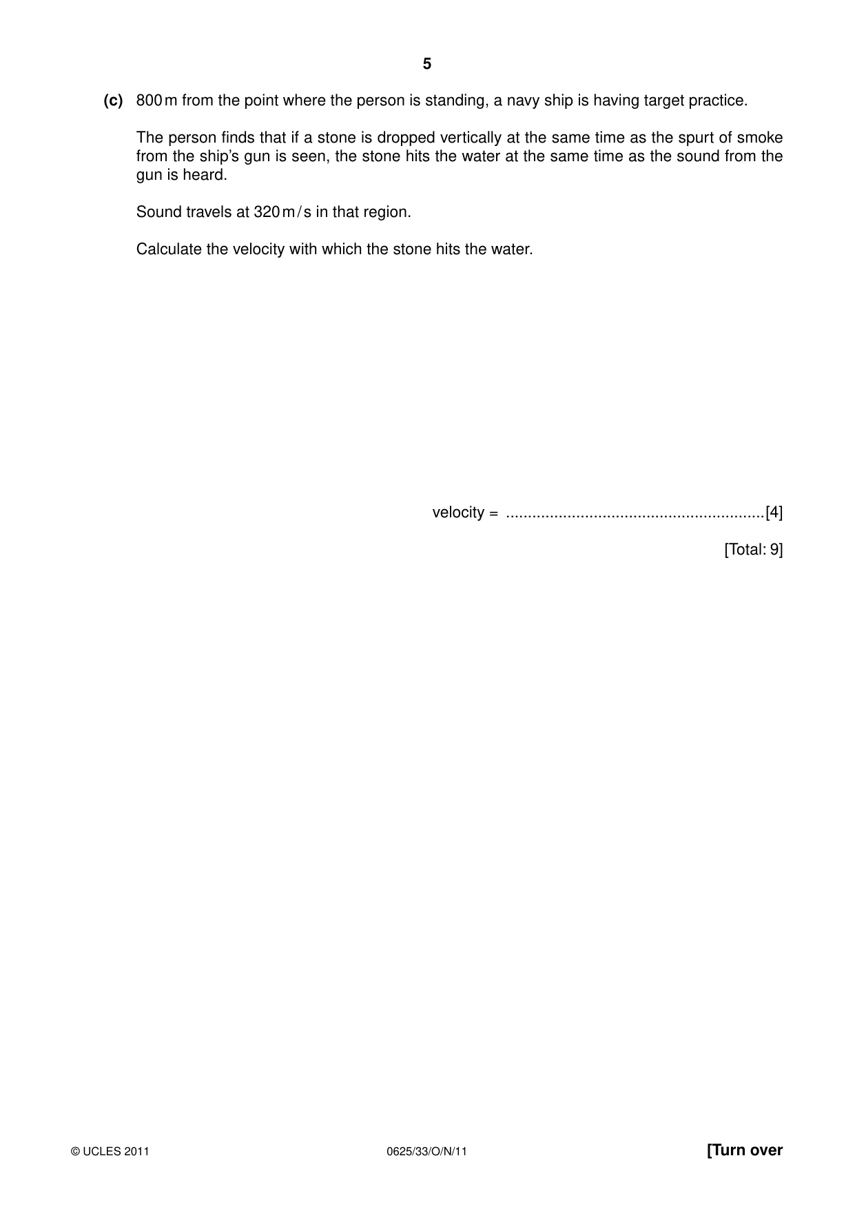 Cambridge IGCSE Physics 0625 2011 Oct/Nov Paper 3 · Variant 3 question paper, page 5 of 20