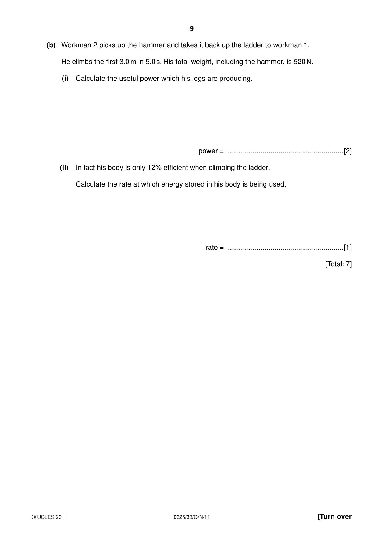 Cambridge IGCSE Physics 0625 2011 Oct/Nov Paper 3 · Variant 3 question paper, page 9 of 20