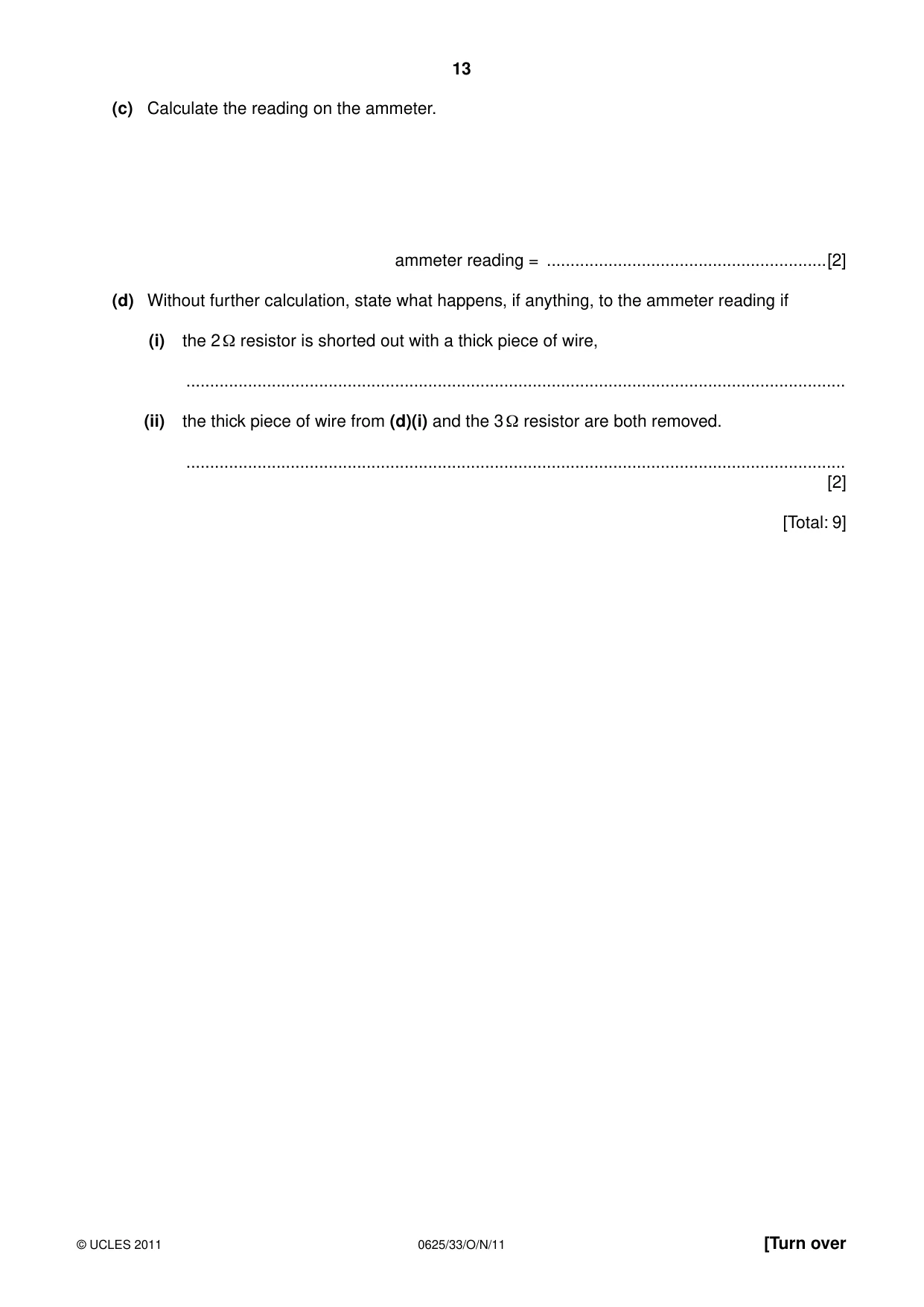 Cambridge IGCSE Physics 0625 2011 Oct/Nov Paper 3 · Variant 3 question paper, page 13 of 20