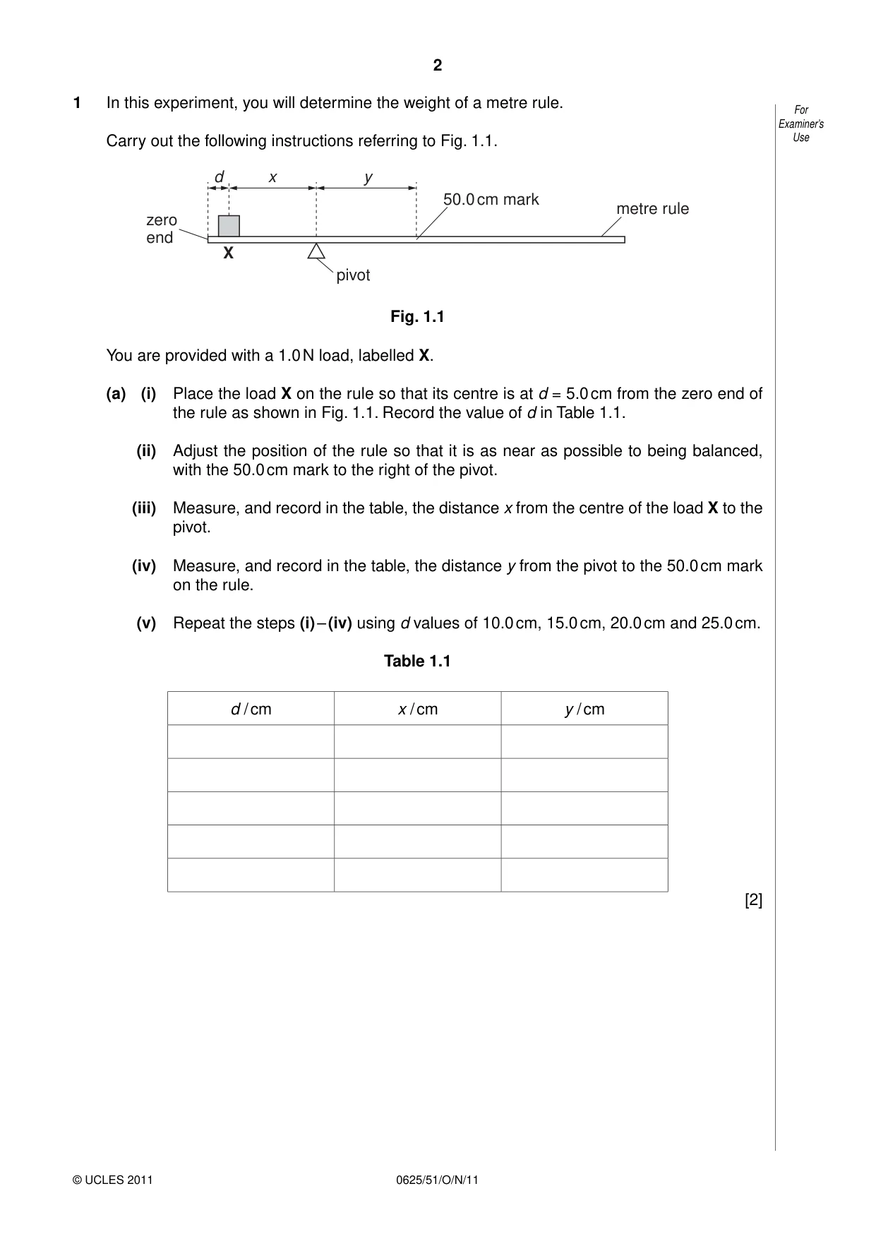 Cambridge IGCSE Physics 0625 2011 Oct/Nov Paper 5 · Variant 1 question paper, page 2 of 12