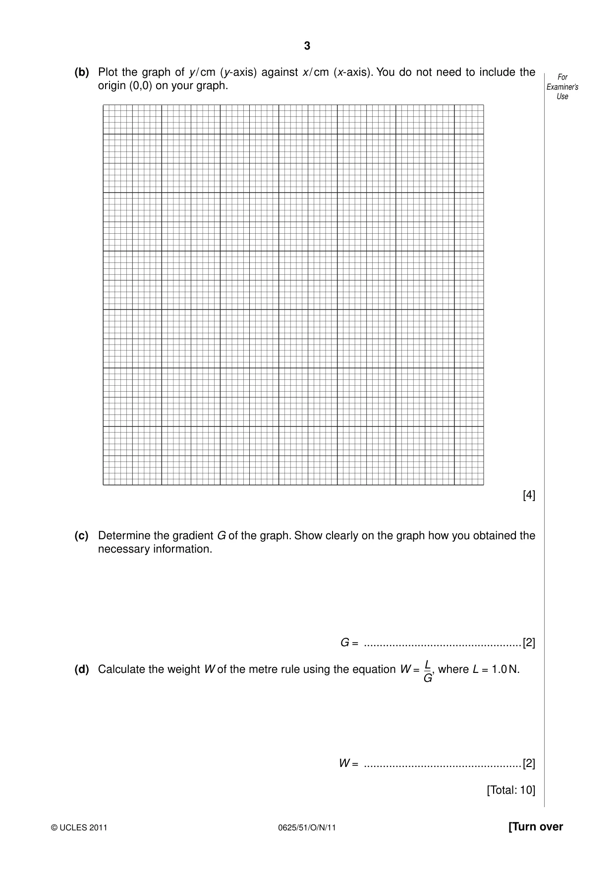 Cambridge IGCSE Physics 0625 2011 Oct/Nov Paper 5 · Variant 1 question paper, page 3 of 12