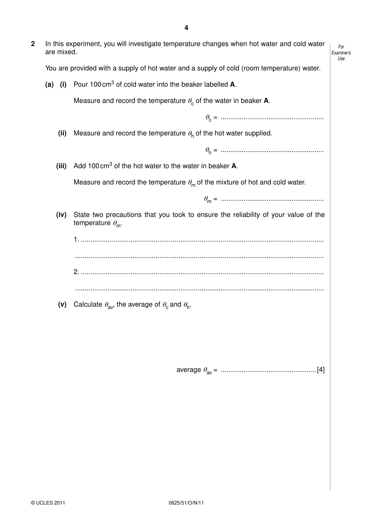 Cambridge IGCSE Physics 0625 2011 Oct/Nov Paper 5 · Variant 1 question paper, page 4 of 12