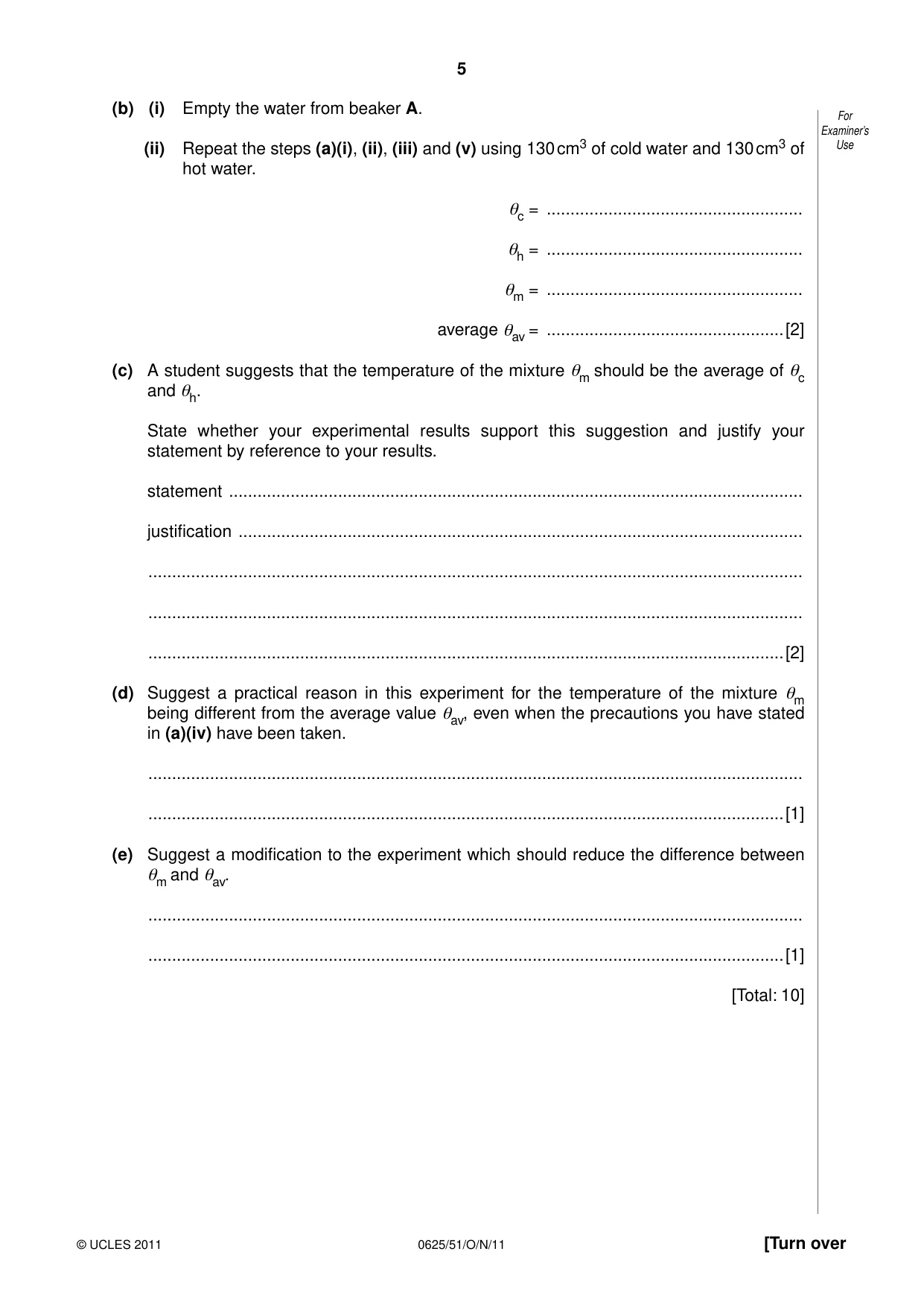 Cambridge IGCSE Physics 0625 2011 Oct/Nov Paper 5 · Variant 1 question paper, page 5 of 12