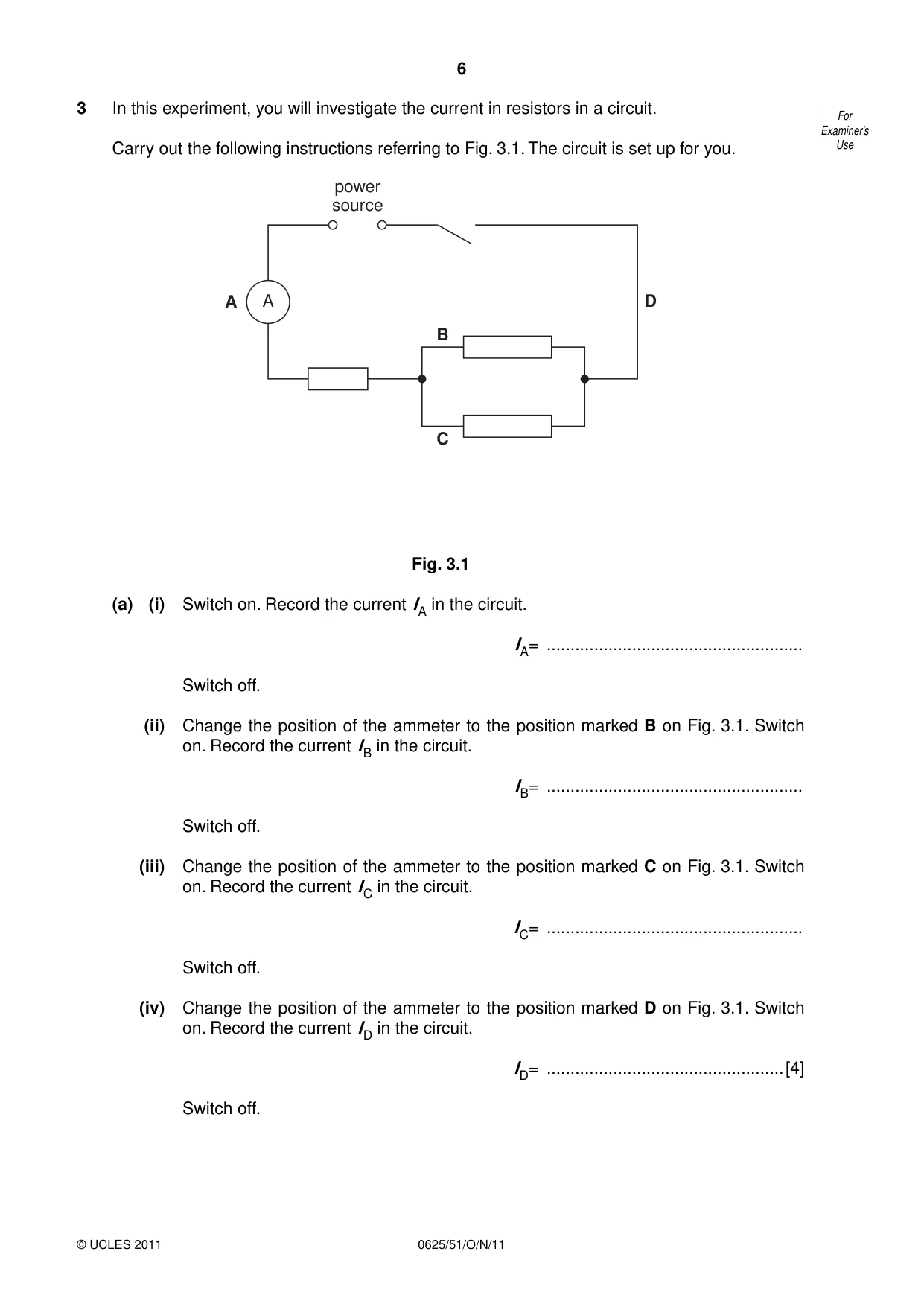 Cambridge IGCSE Physics 0625 2011 Oct/Nov Paper 5 · Variant 1 question paper, page 6 of 12
