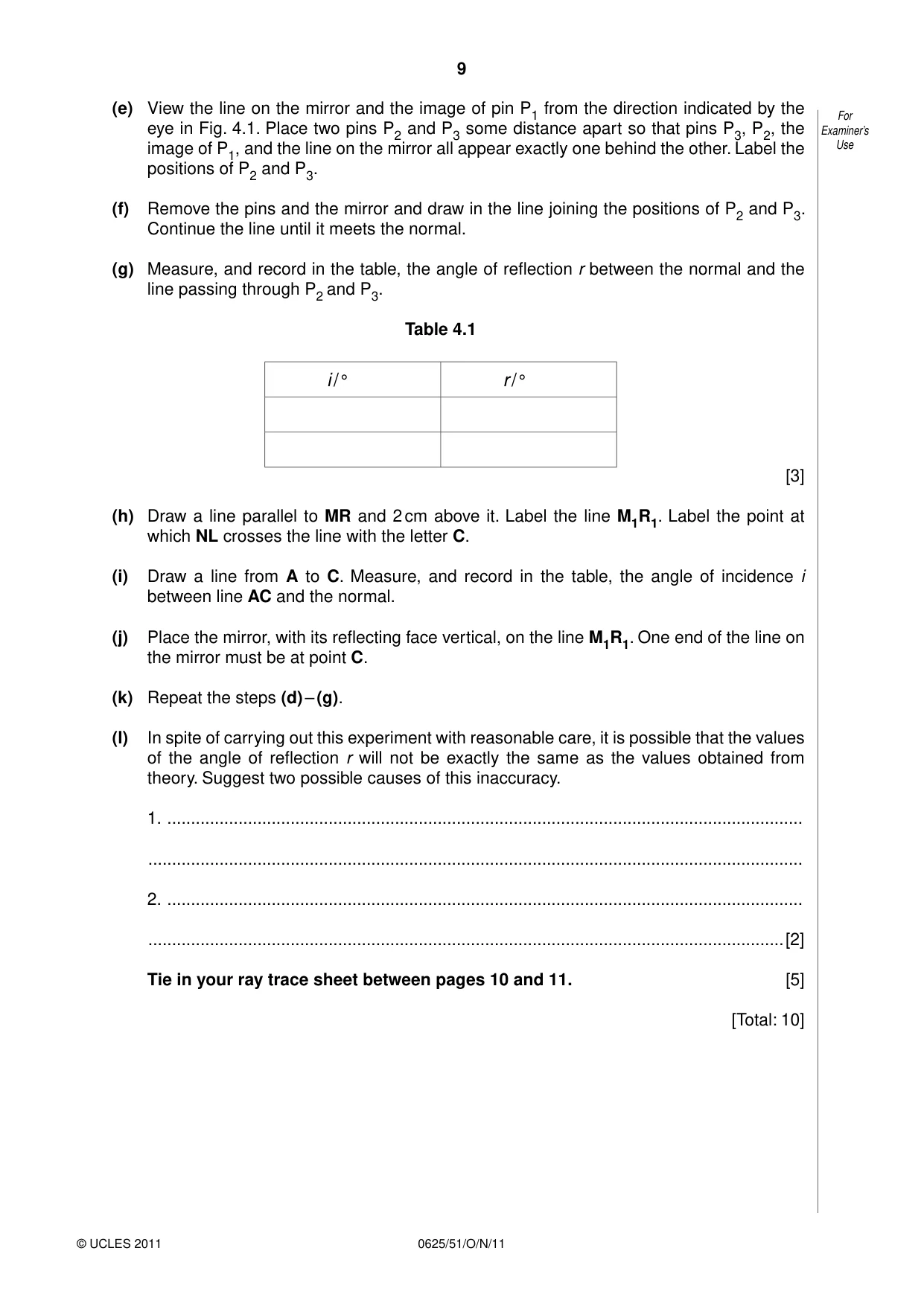 Cambridge IGCSE Physics 0625 2011 Oct/Nov Paper 5 · Variant 1 question paper, page 9 of 12