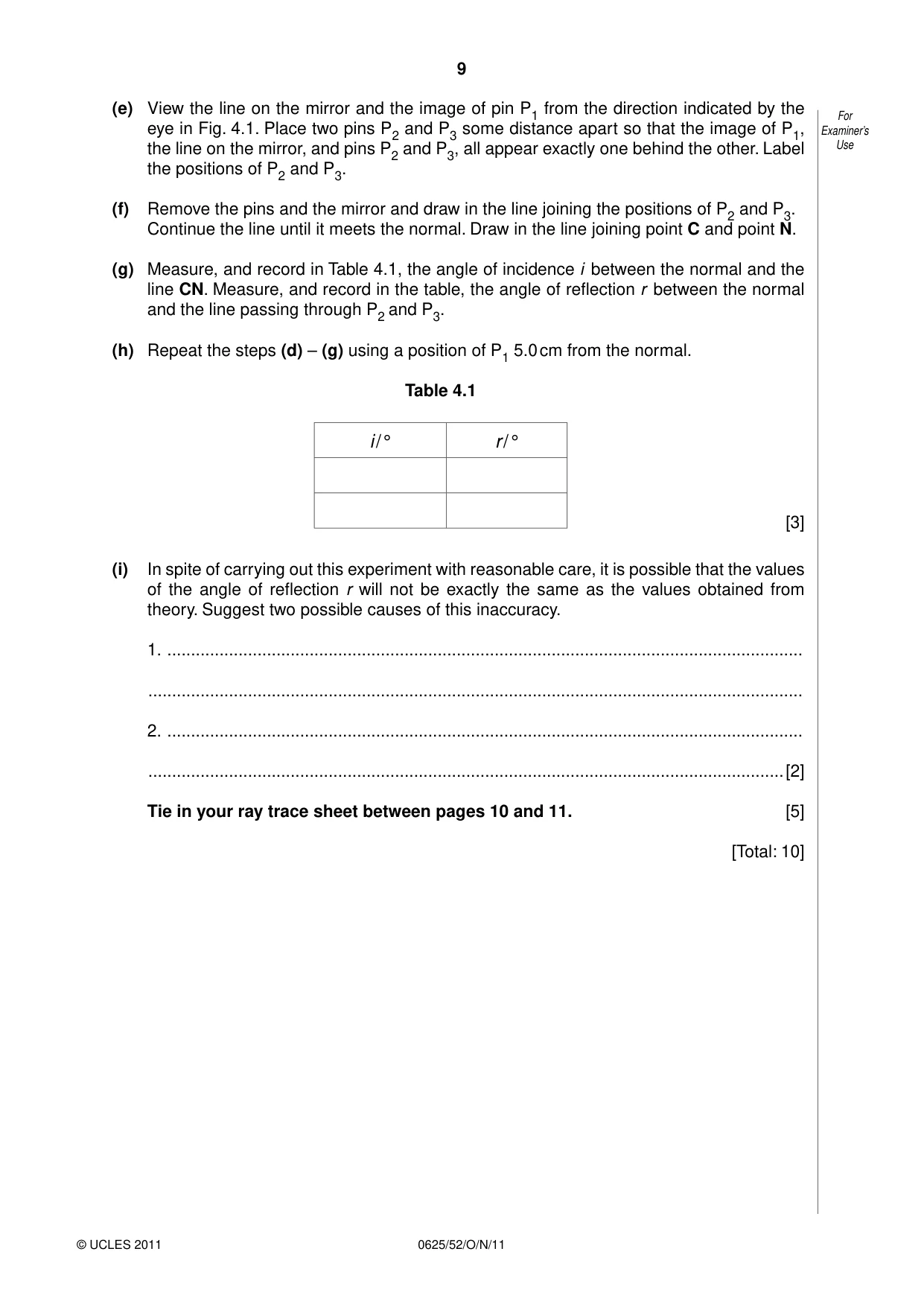 Cambridge IGCSE Physics 0625 2011 Oct/Nov Paper 5 · Variant 2 question paper, page 9 of 12