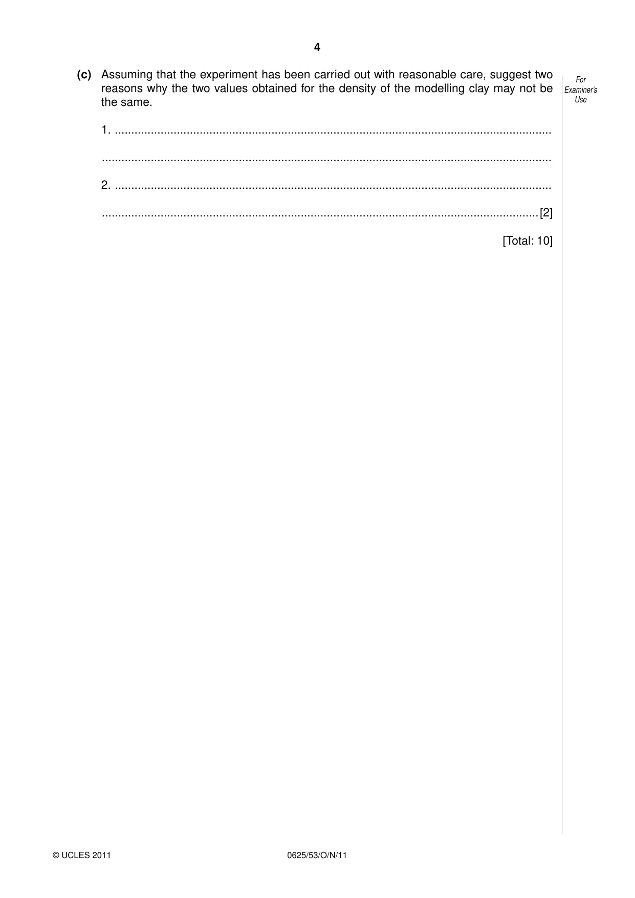Cambridge IGCSE Physics 0625 2011 Oct/Nov Paper 5 · Variant 3 question paper, page 4 of 12
