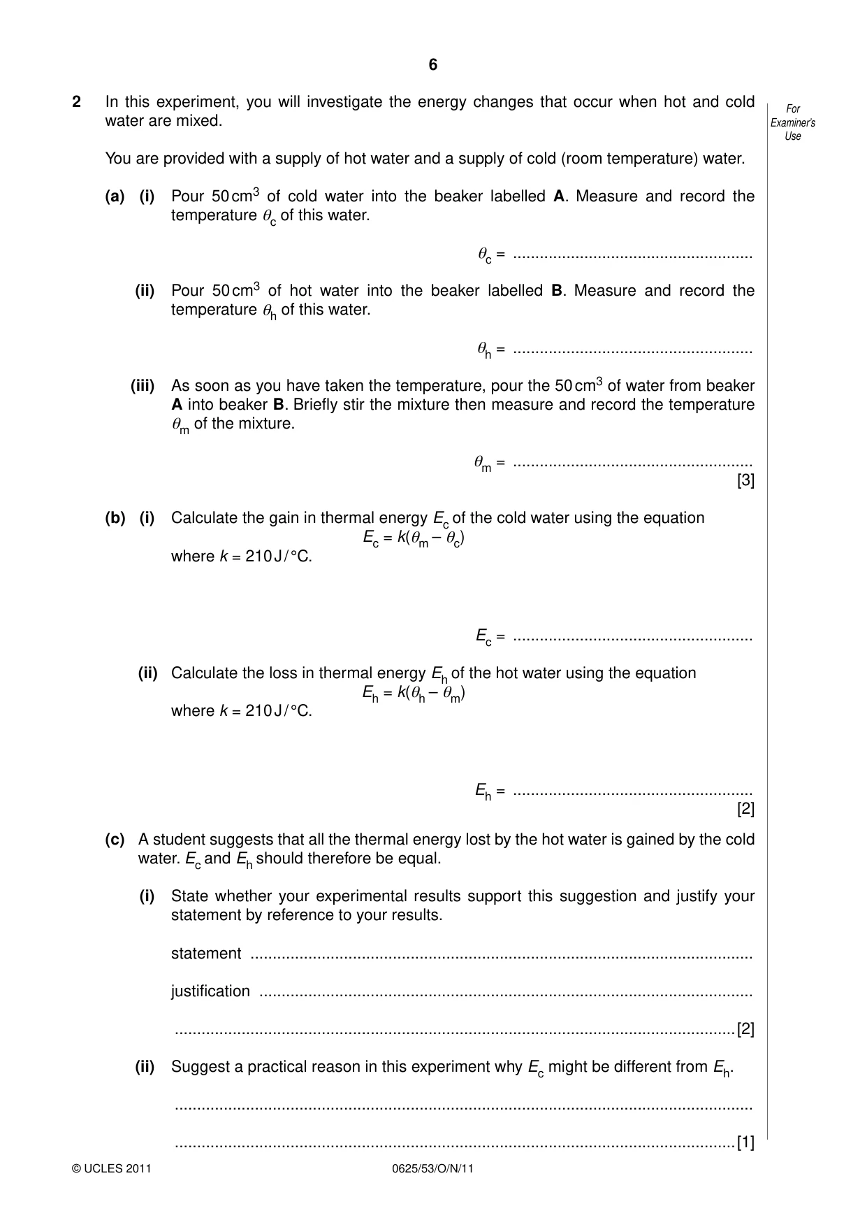 Cambridge IGCSE Physics 0625 2011 Oct/Nov Paper 5 · Variant 3 question paper, page 6 of 12