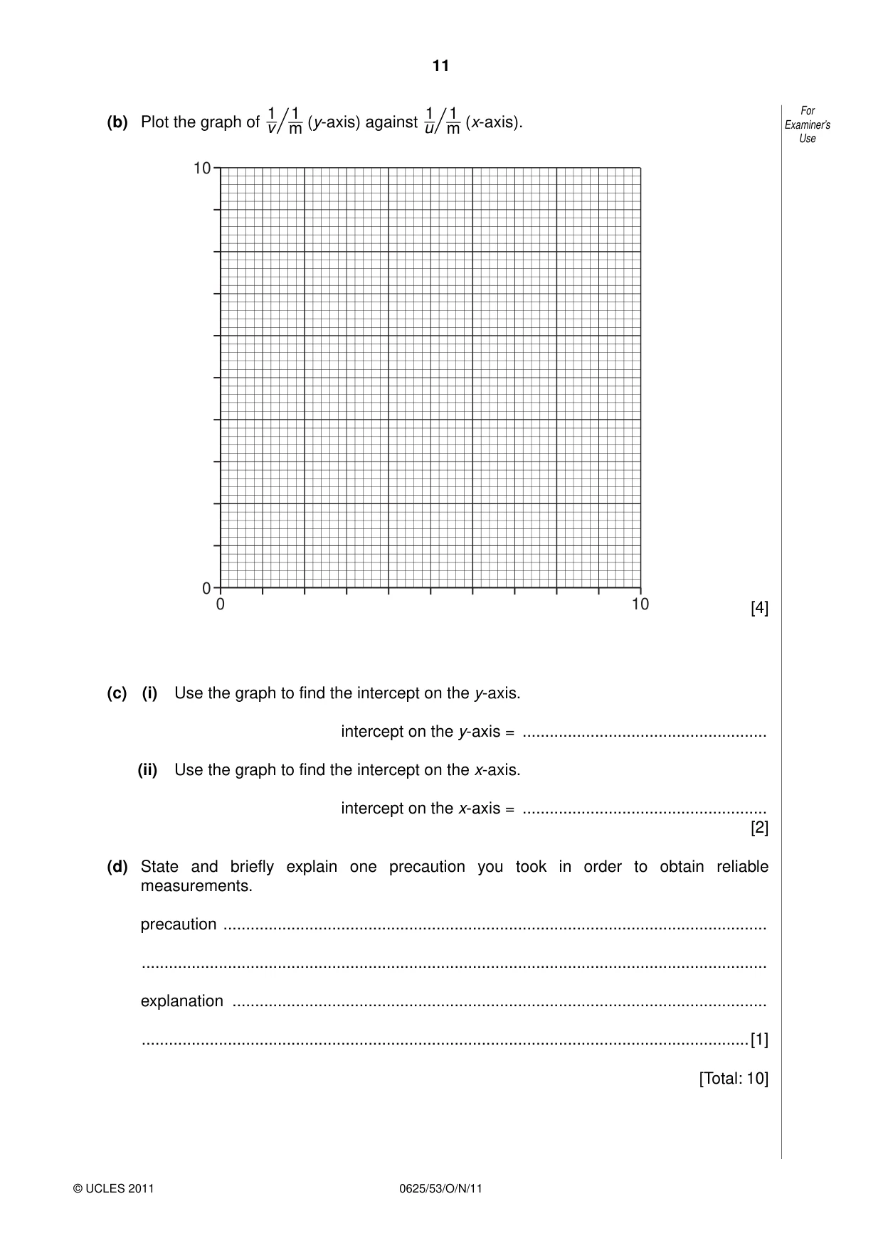 Cambridge IGCSE Physics 0625 2011 Oct/Nov Paper 5 · Variant 3 question paper, page 11 of 12
