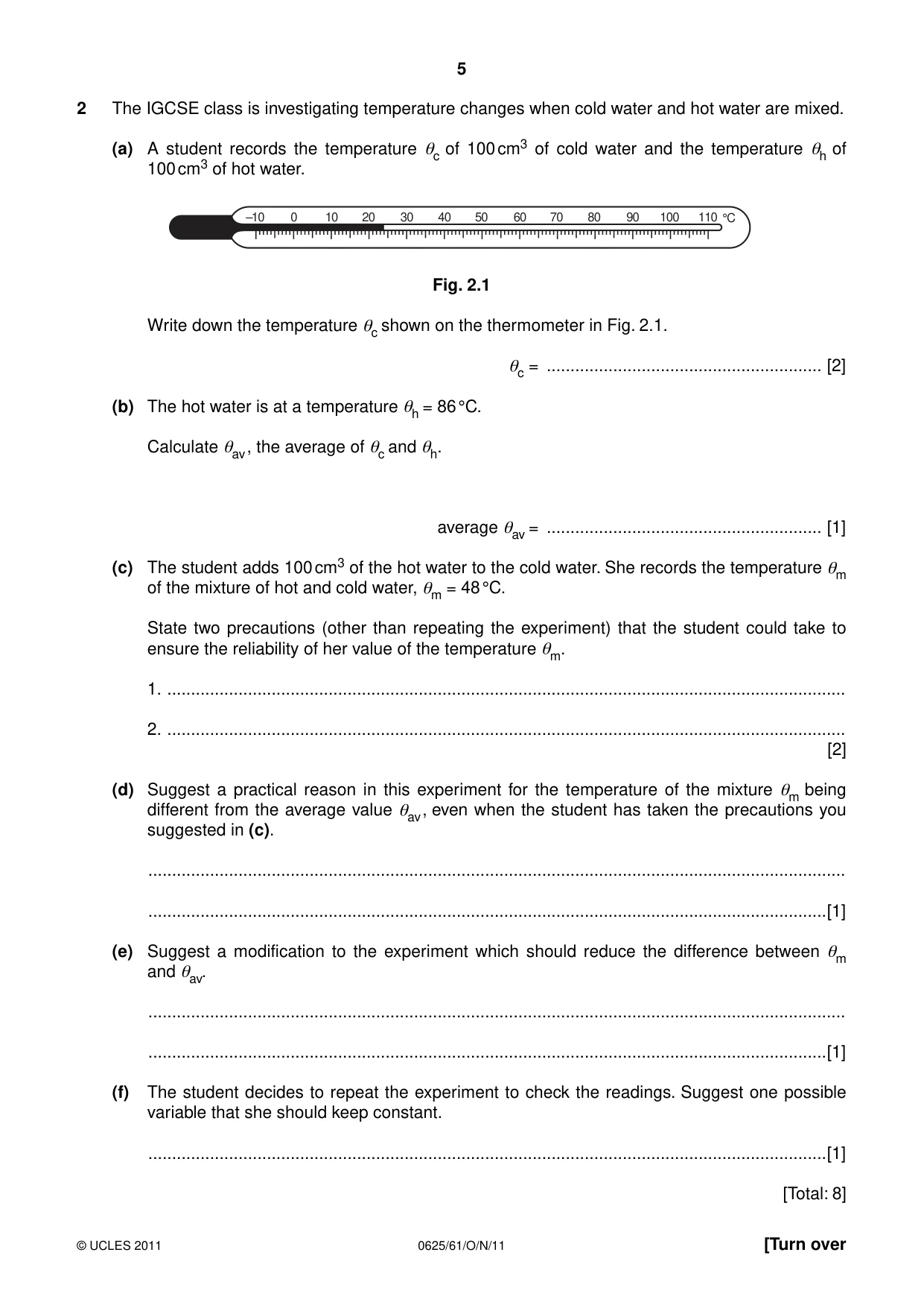 Cambridge IGCSE Physics 0625 2011 Oct/Nov Paper 6 · Variant 1 question paper, page 5 of 12