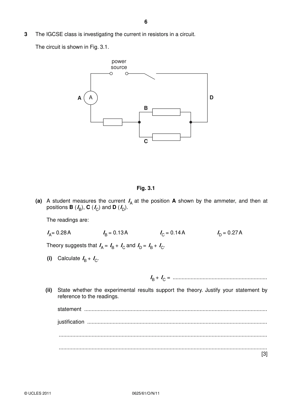 Cambridge IGCSE Physics 0625 2011 Oct/Nov Paper 6 · Variant 1 question paper, page 6 of 12