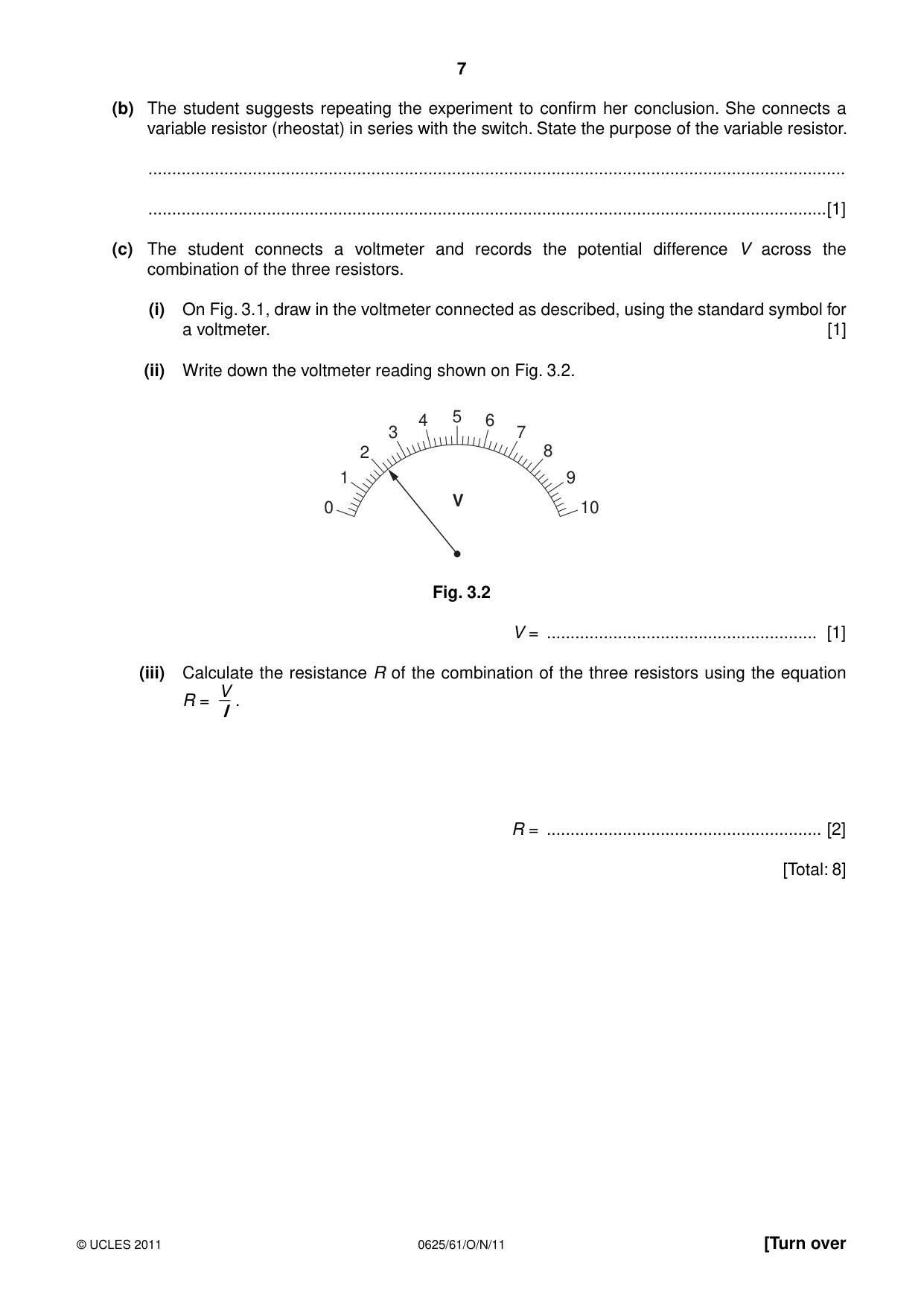 Cambridge IGCSE Physics 0625 2011 Oct/Nov Paper 6 · Variant 1 question paper, page 7 of 12