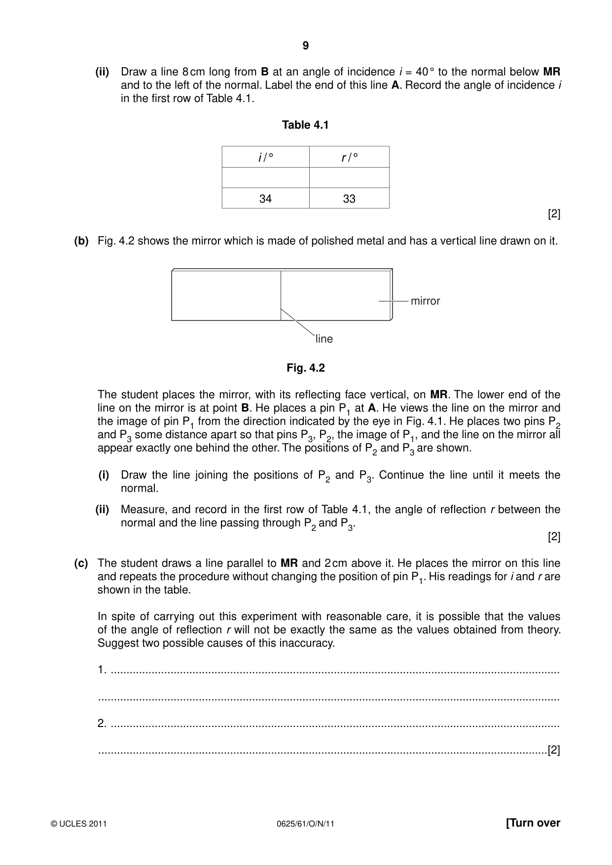Cambridge IGCSE Physics 0625 2011 Oct/Nov Paper 6 · Variant 1 question paper, page 9 of 12