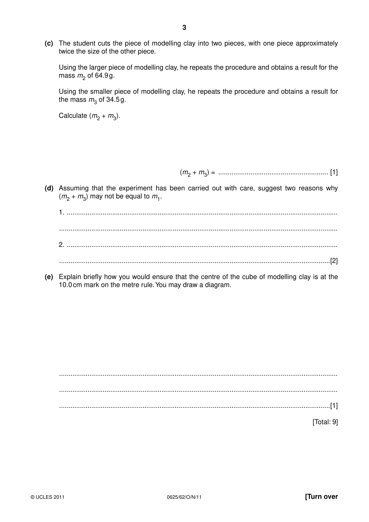 Cambridge IGCSE Physics 0625 2011 Oct/Nov Paper 6 · Variant 2 question paper, page 3 of 12