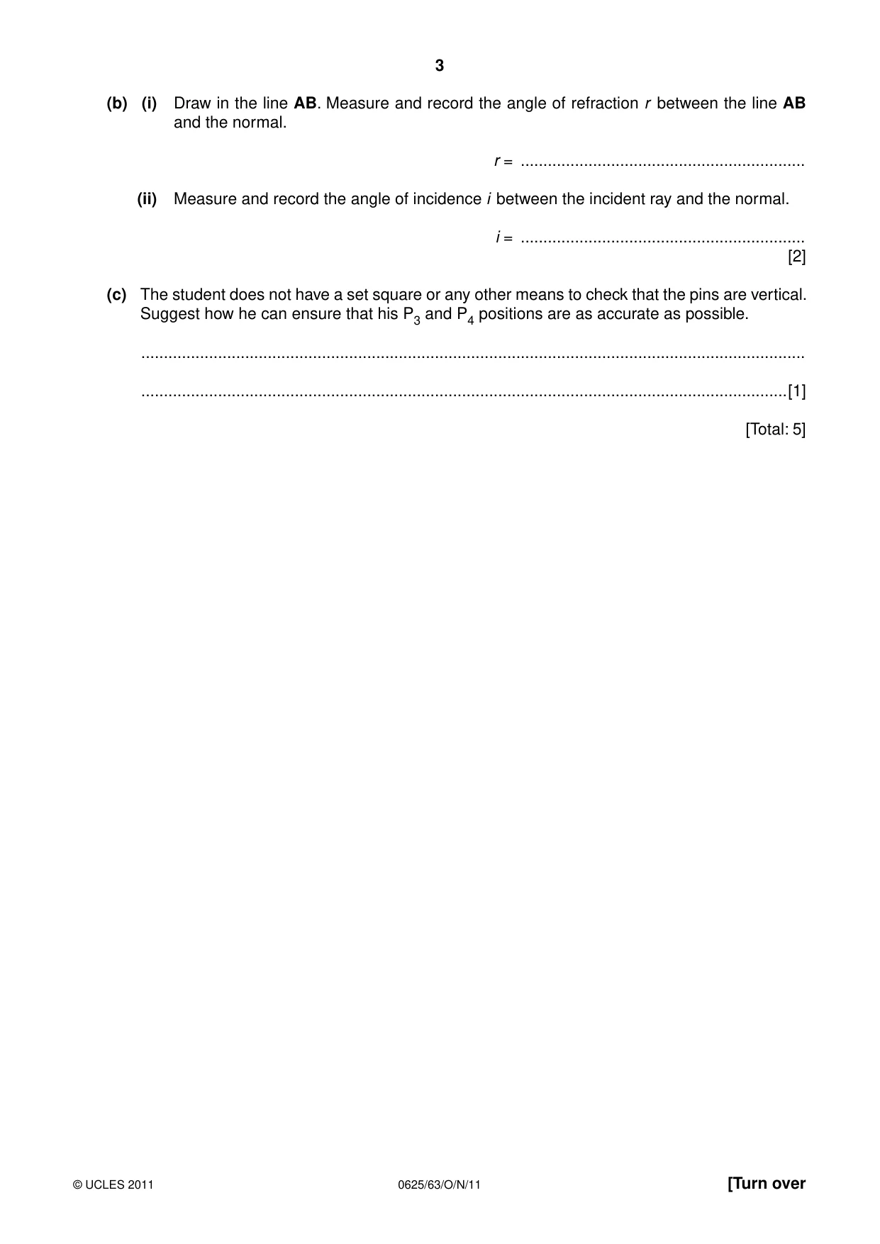 Cambridge IGCSE Physics 0625 2011 Oct/Nov Paper 6 · Variant 3 question paper, page 3 of 12
