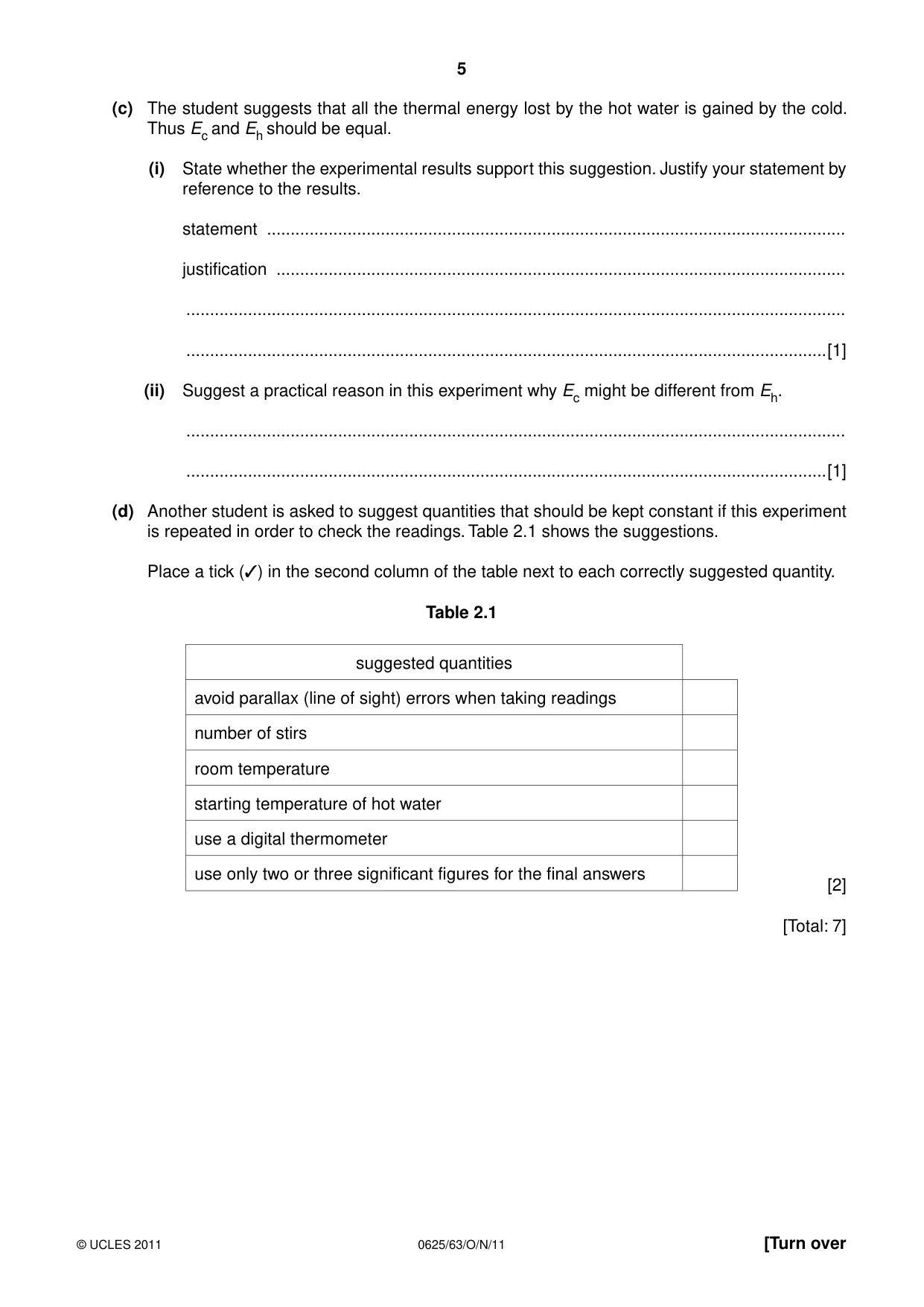 Cambridge IGCSE Physics 0625 2011 Oct/Nov Paper 6 · Variant 3 question paper, page 5 of 12