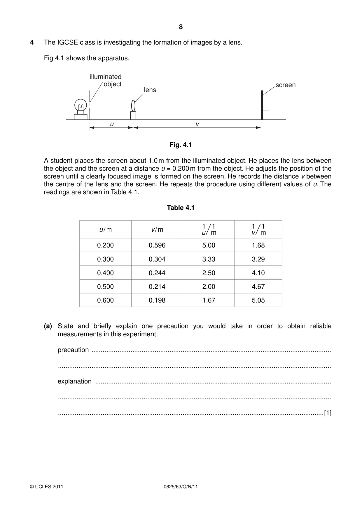 Cambridge IGCSE Physics 0625 2011 Oct/Nov Paper 6 · Variant 3 question paper, page 8 of 12