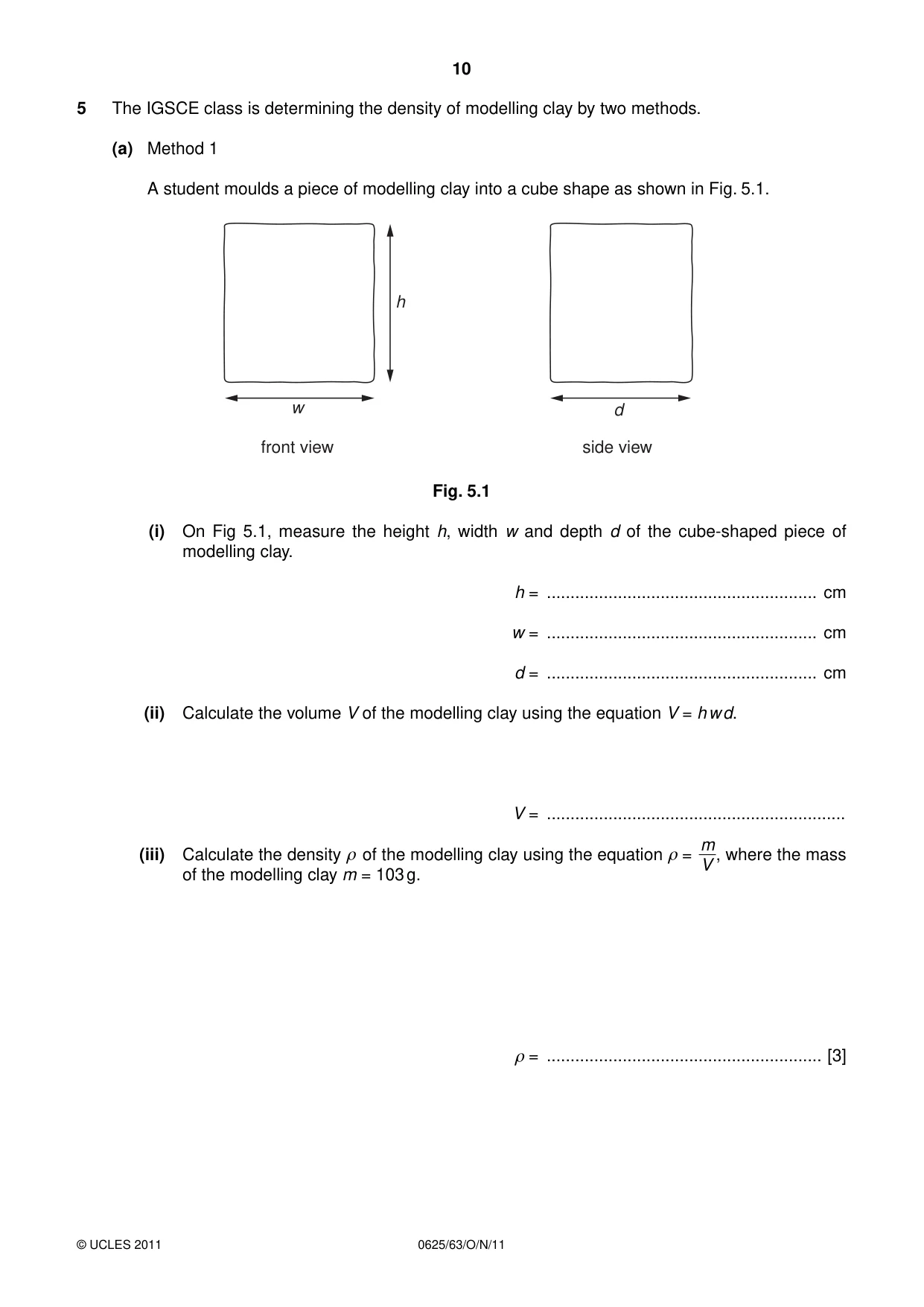Cambridge IGCSE Physics 0625 2011 Oct/Nov Paper 6 · Variant 3 question paper, page 10 of 12