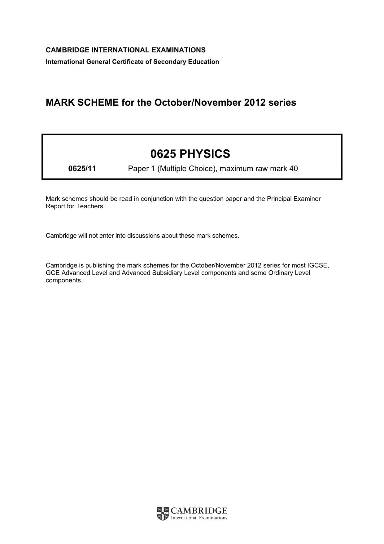 Mark scheme, page 1 of 2