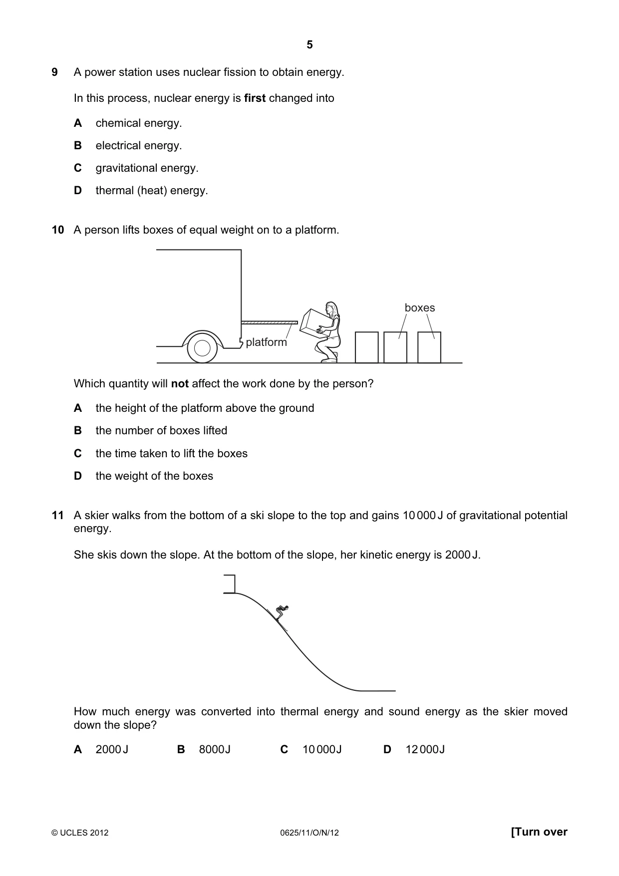 Cambridge IGCSE Physics 0625 2012 Oct/Nov Paper 1 · Variant 1 question paper, page 5 of 20