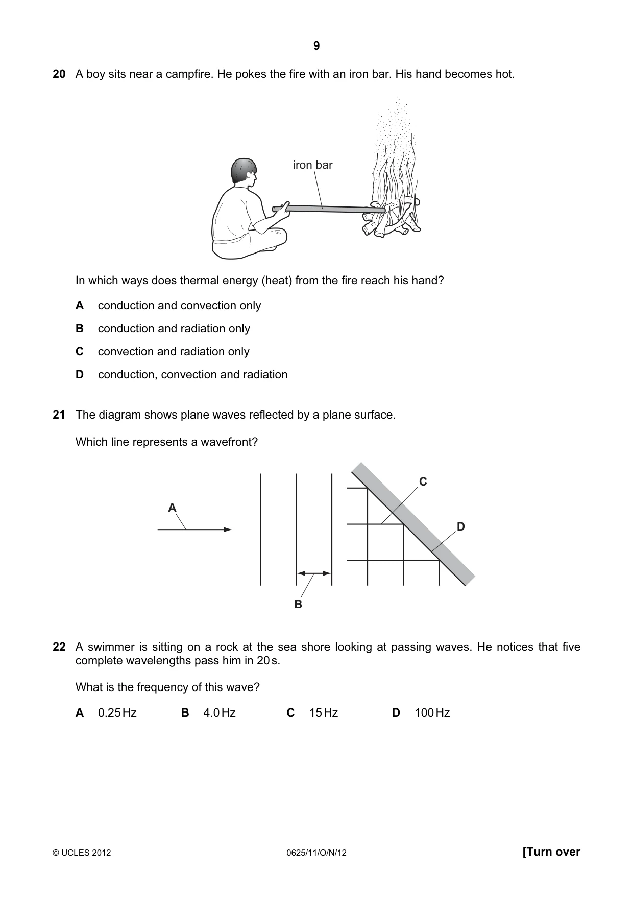 Cambridge IGCSE Physics 0625 2012 Oct/Nov Paper 1 · Variant 1 question paper, page 9 of 20