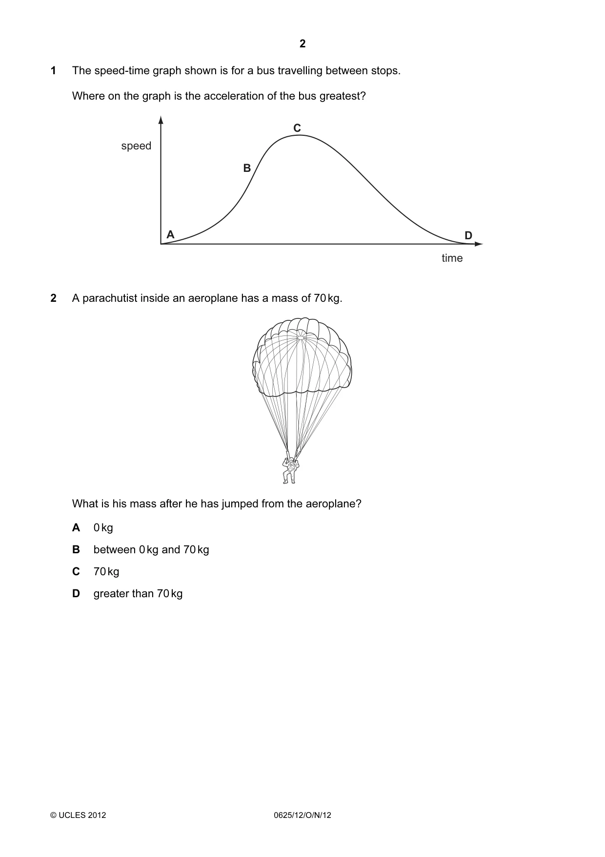 Cambridge IGCSE Physics 0625 2012 Oct/Nov Paper 1 · Variant 2 question paper, page 2 of 20