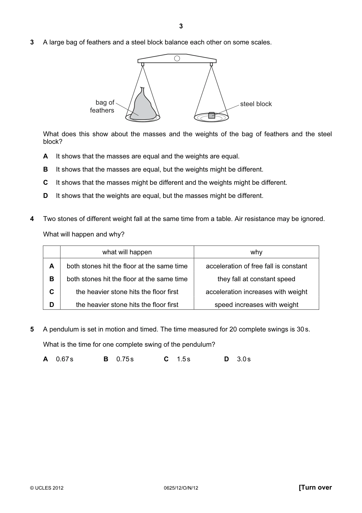 Cambridge IGCSE Physics 0625 2012 Oct/Nov Paper 1 · Variant 2 question paper, page 3 of 20