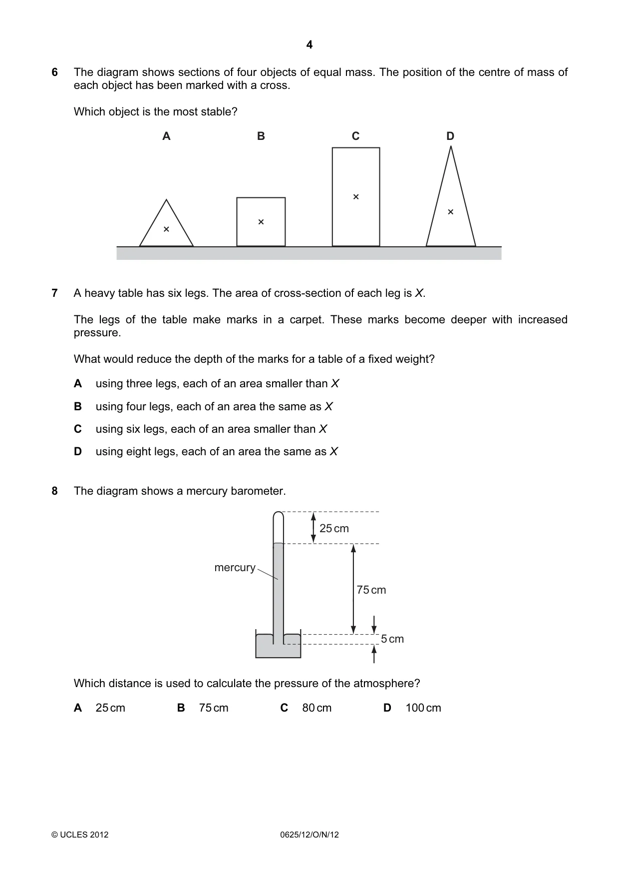 Cambridge IGCSE Physics 0625 2012 Oct/Nov Paper 1 · Variant 2 question paper, page 4 of 20