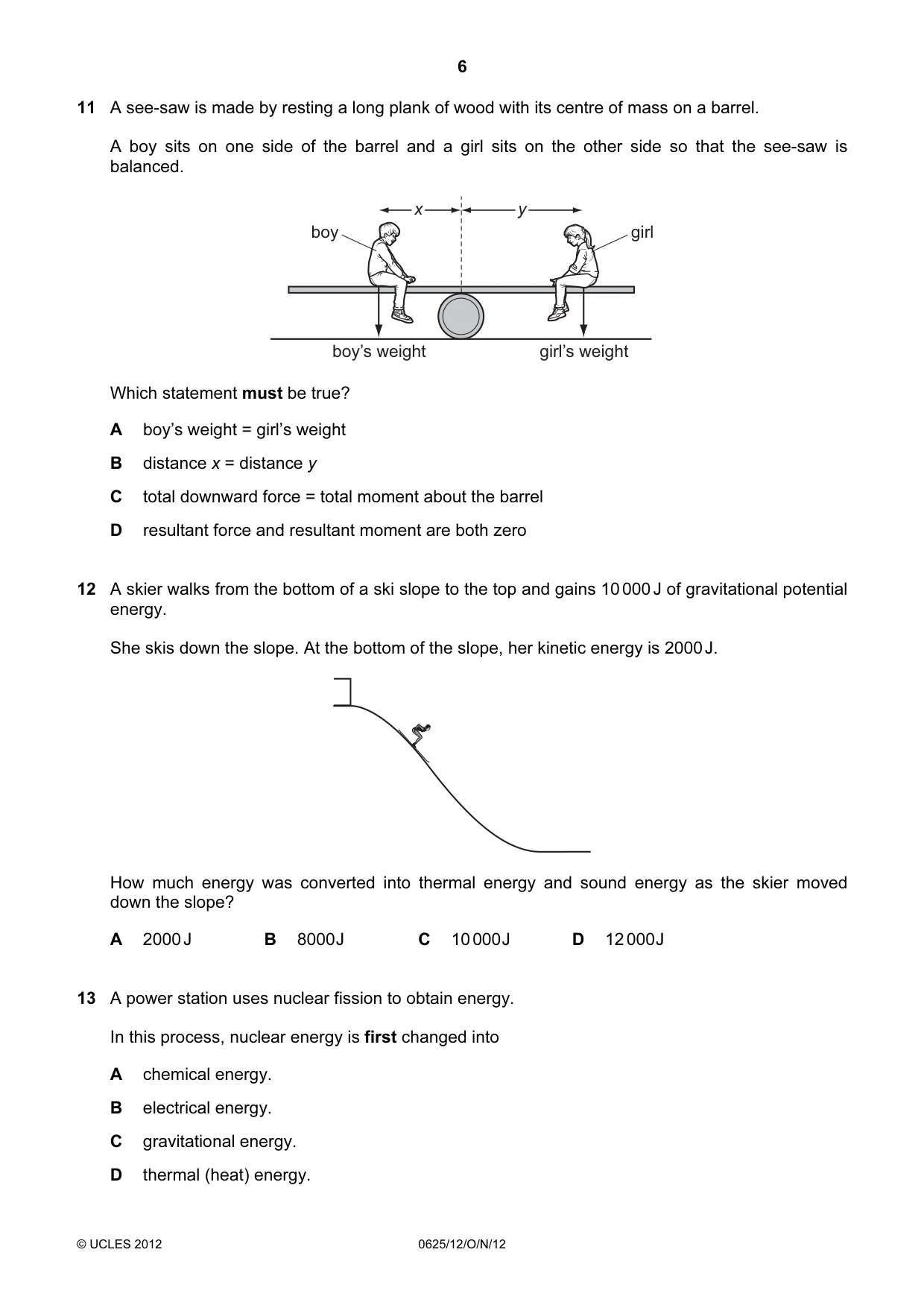 Cambridge IGCSE Physics 0625 2012 Oct/Nov Paper 1 · Variant 2 question paper, page 6 of 20