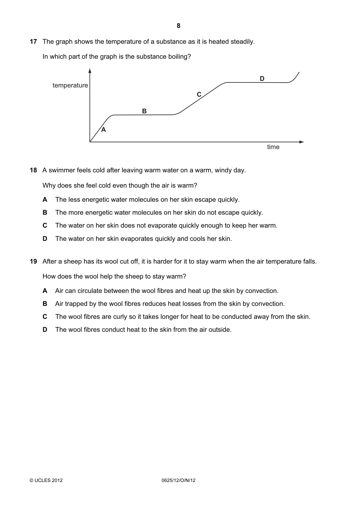 Cambridge IGCSE Physics 0625 2012 Oct/Nov Paper 1 · Variant 2 question paper, page 8 of 20