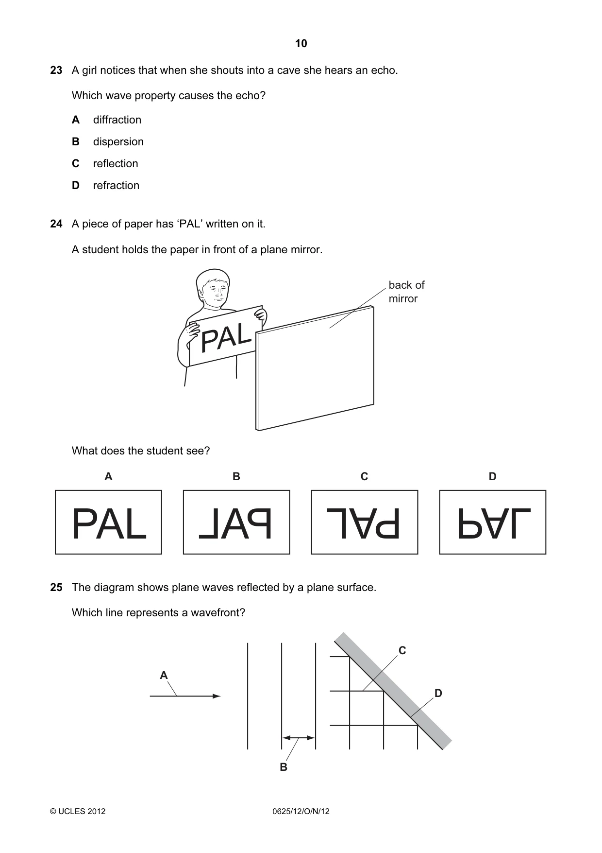 Cambridge IGCSE Physics 0625 2012 Oct/Nov Paper 1 · Variant 2 question paper, page 10 of 20
