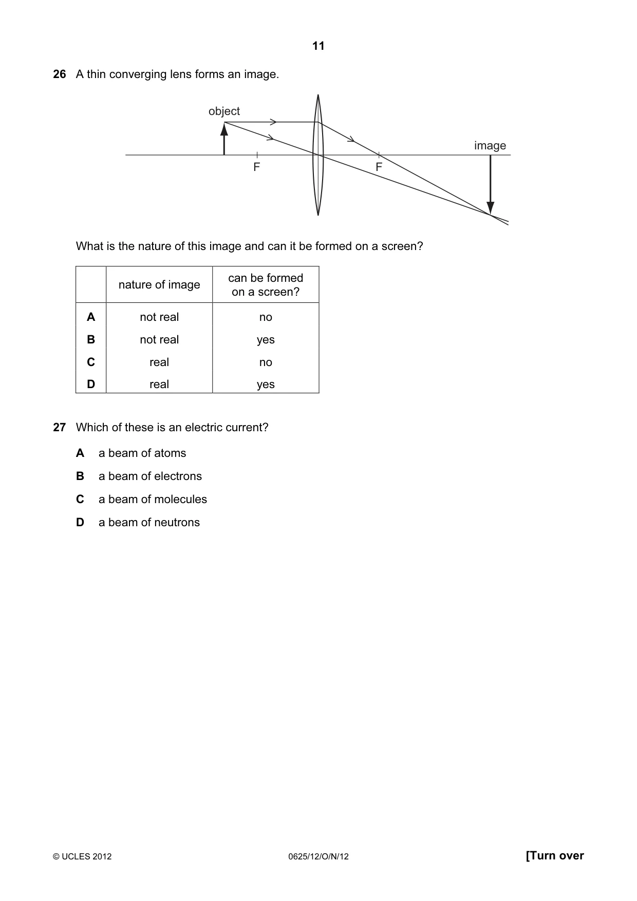 Cambridge IGCSE Physics 0625 2012 Oct/Nov Paper 1 · Variant 2 question paper, page 11 of 20