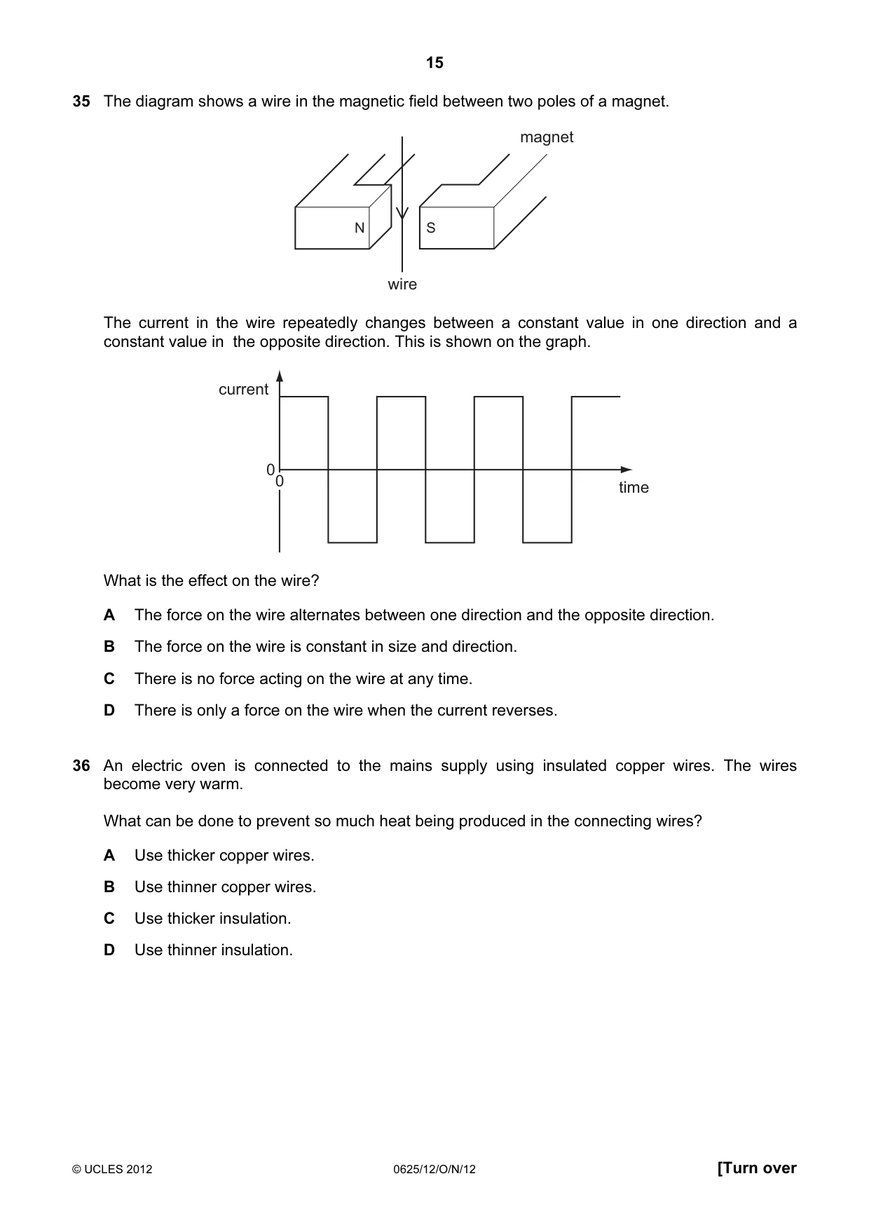 Cambridge IGCSE Physics 0625 2012 Oct/Nov Paper 1 · Variant 2 question paper, page 15 of 20