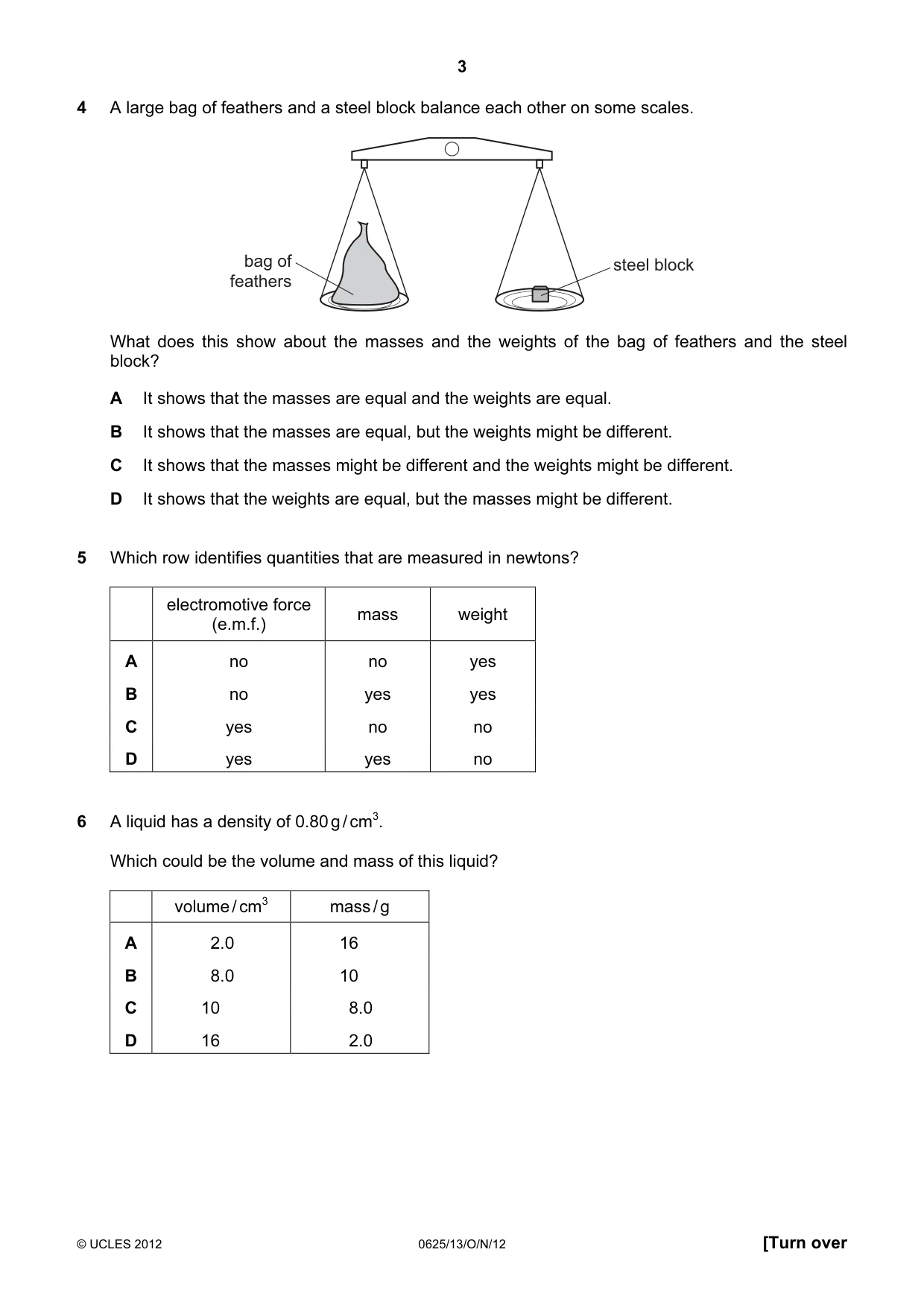Cambridge IGCSE Physics 0625 2012 Oct/Nov Paper 1 · Variant 3 question paper, page 3 of 20