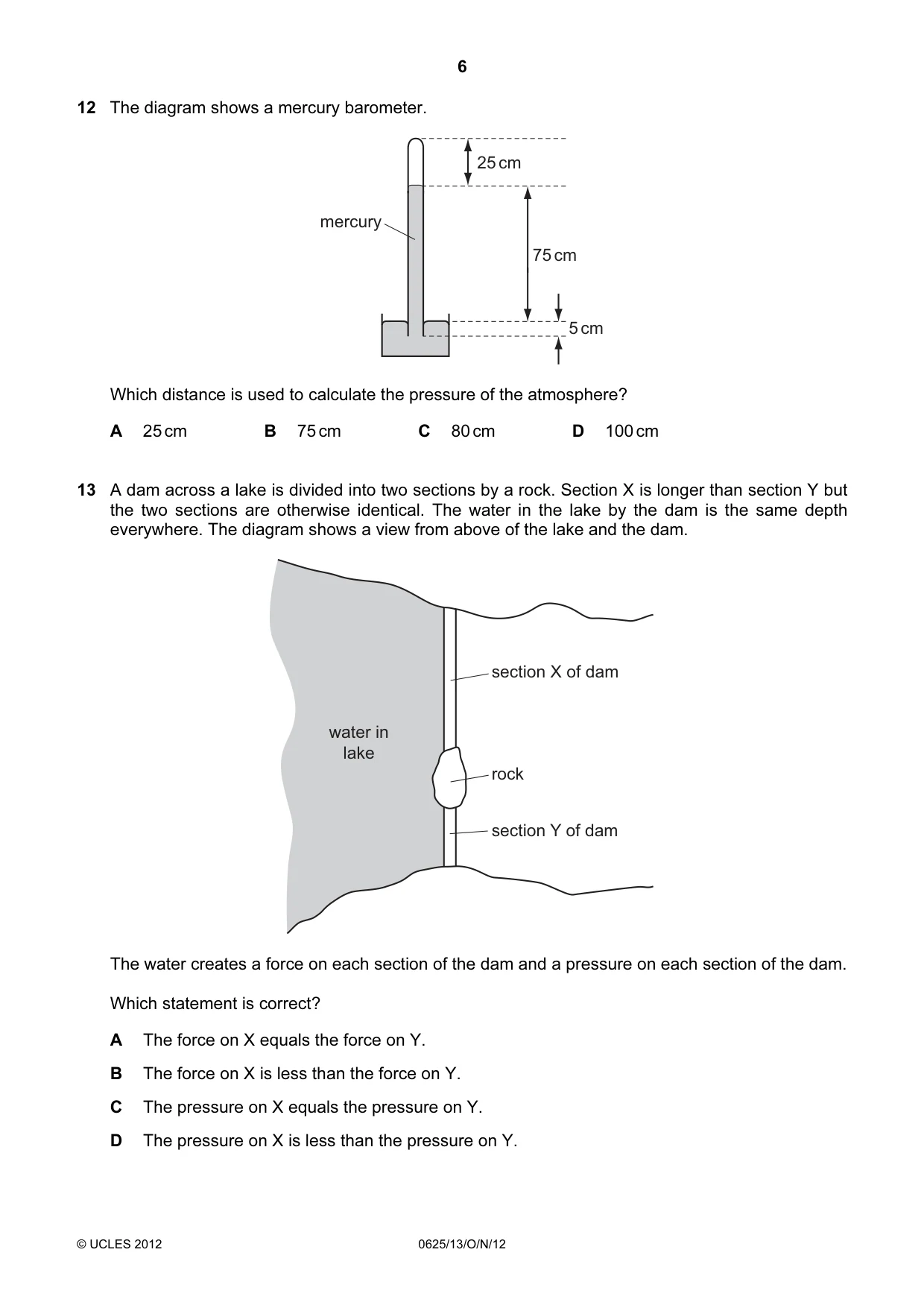 Cambridge IGCSE Physics 0625 2012 Oct/Nov Paper 1 · Variant 3 question paper, page 6 of 20