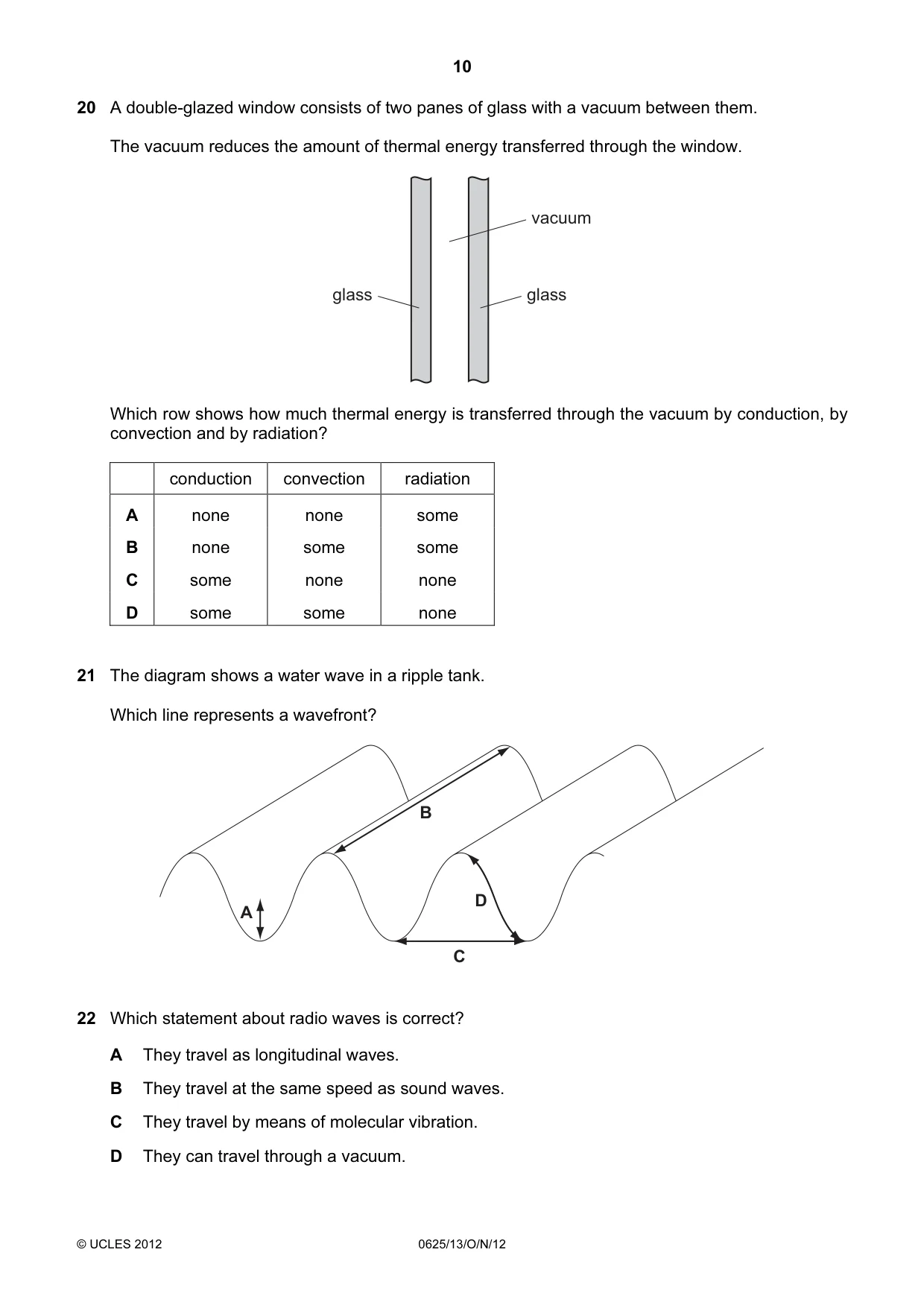 Cambridge IGCSE Physics 0625 2012 Oct/Nov Paper 1 · Variant 3 question paper, page 10 of 20
