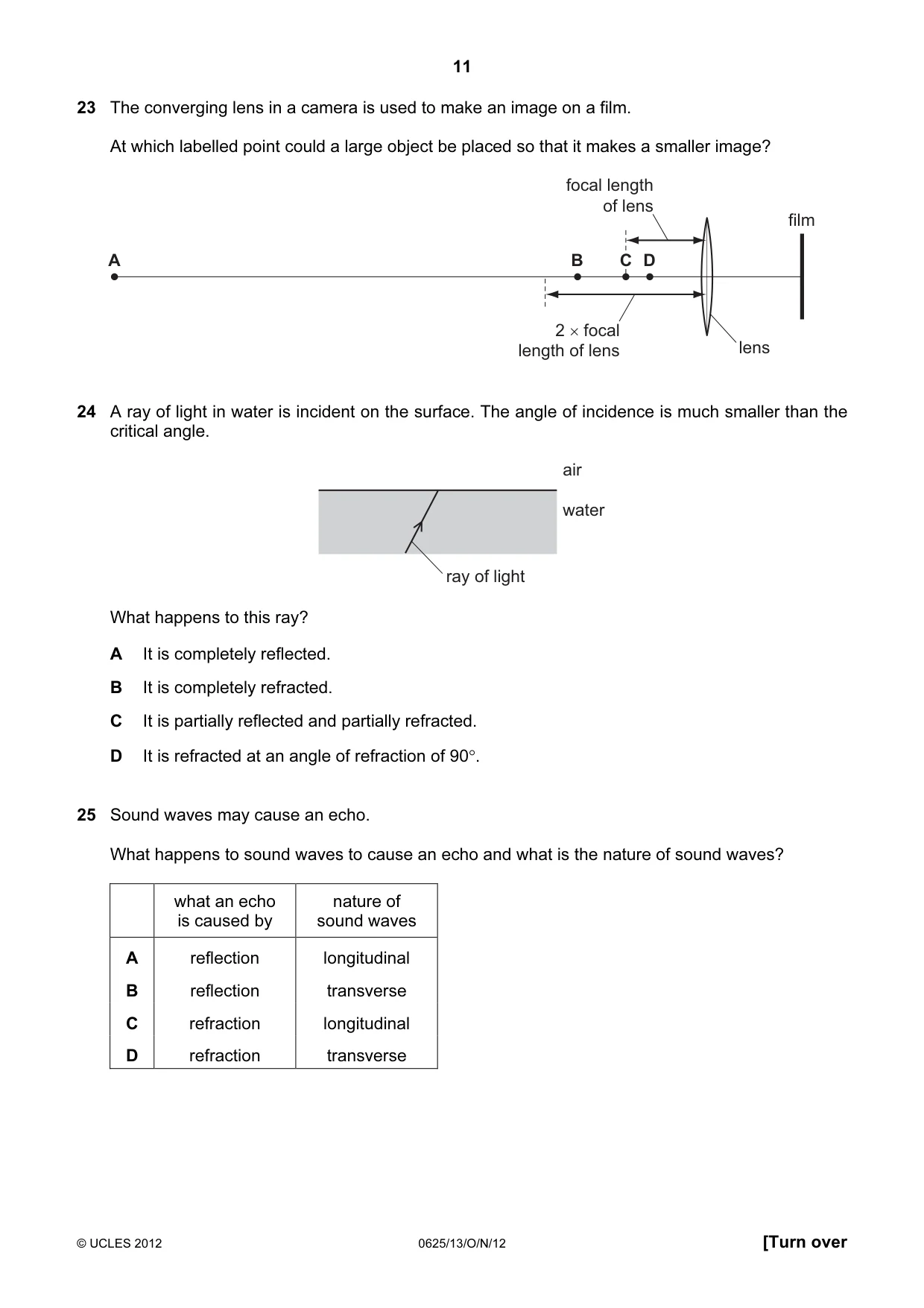 Cambridge IGCSE Physics 0625 2012 Oct/Nov Paper 1 · Variant 3 question paper, page 11 of 20