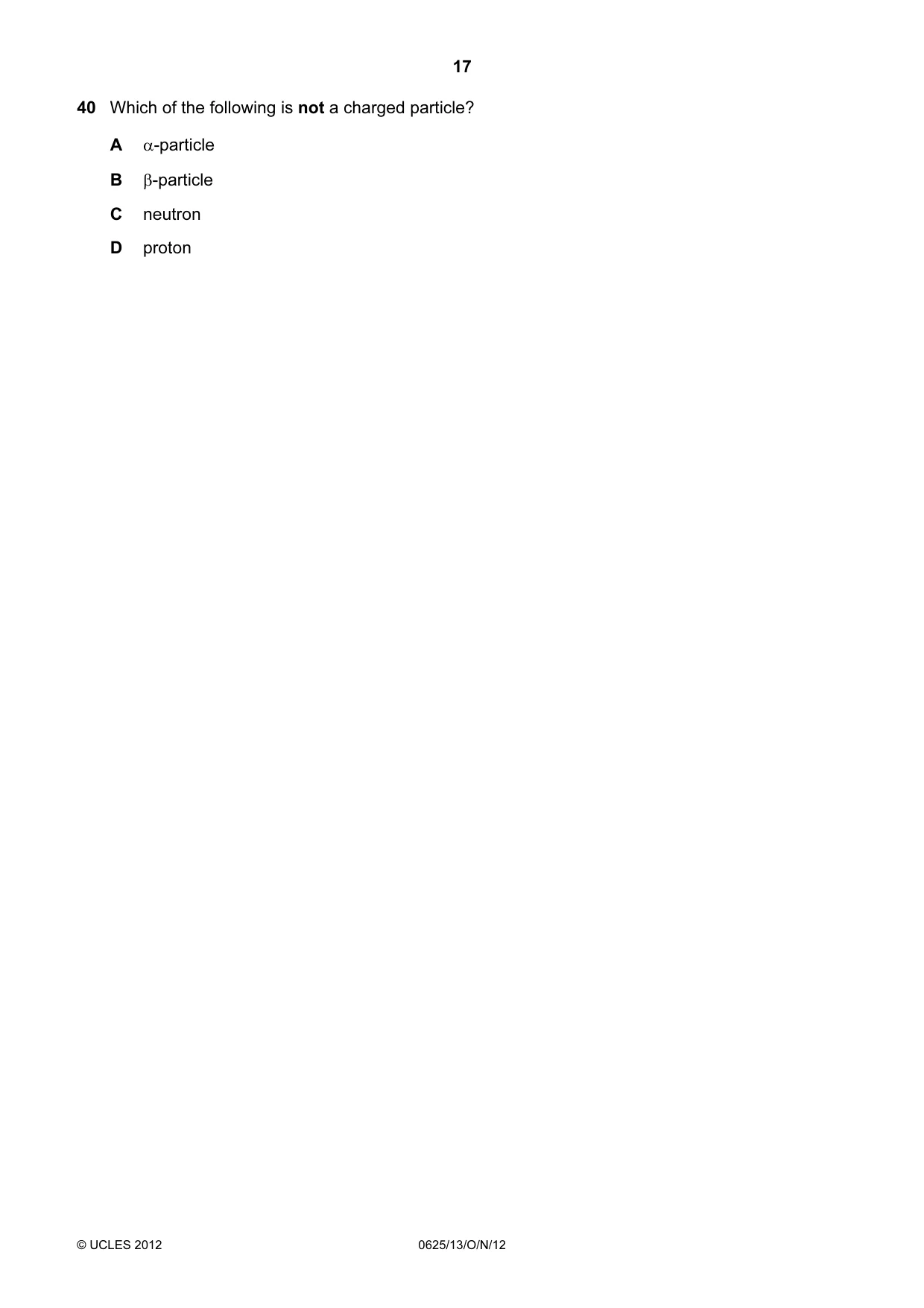 Cambridge IGCSE Physics 0625 2012 Oct/Nov Paper 1 · Variant 3 question paper, page 17 of 20