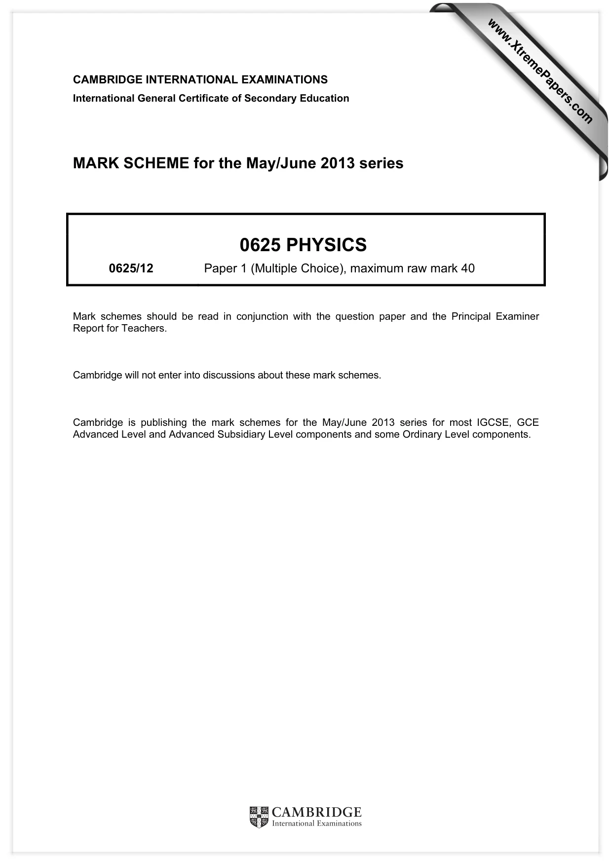 Mark scheme, page 1 of 2