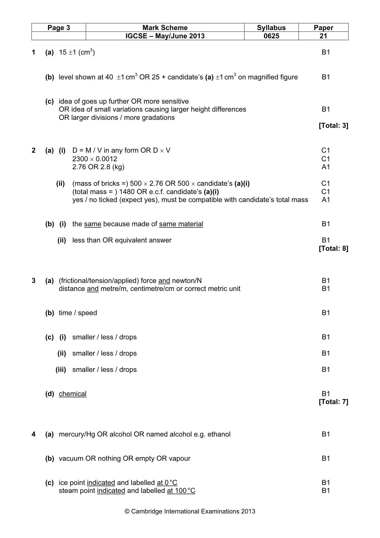Mark scheme, page 3 of 6