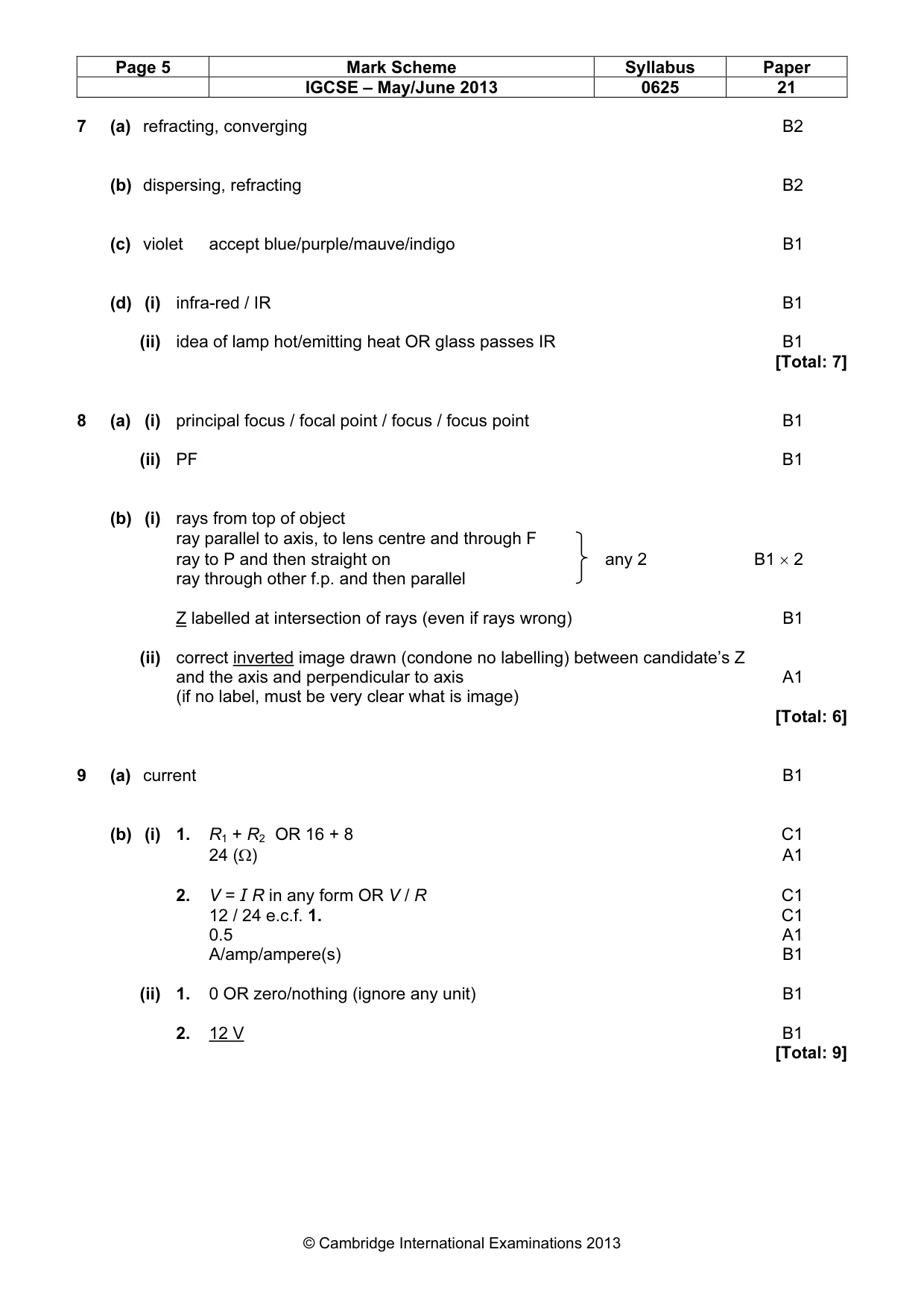 Mark scheme, page 5 of 6